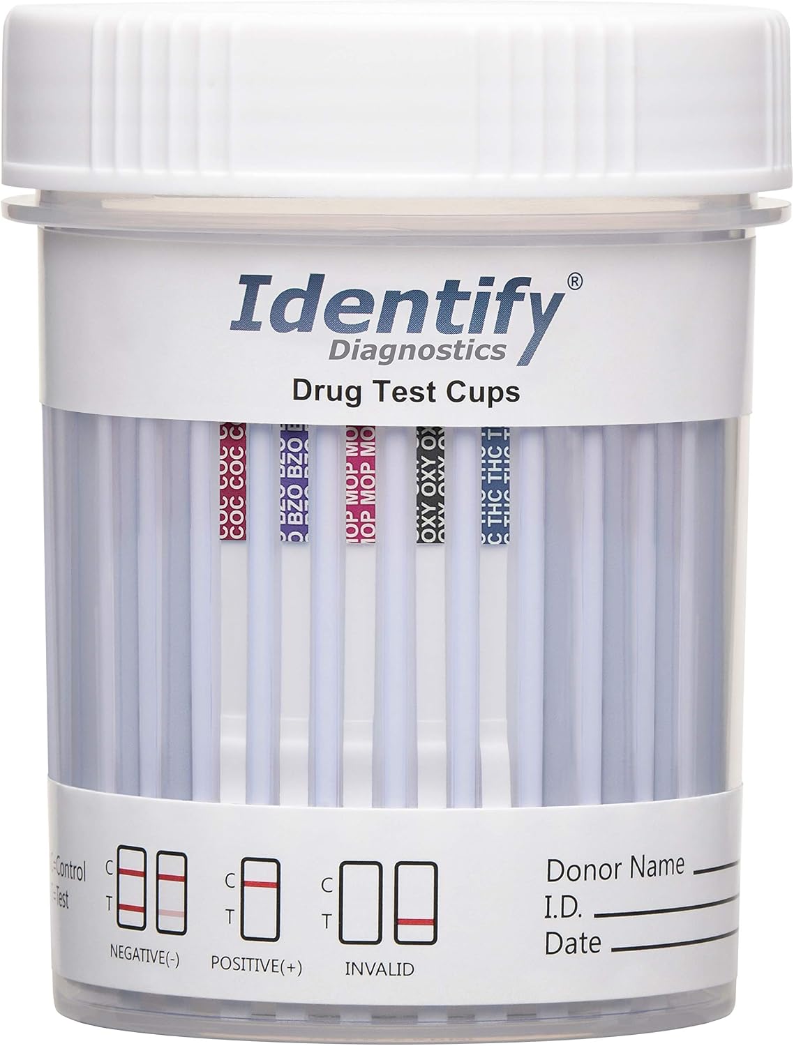 25 Pack Identify Diagnostics 5 Panel Drug Test Cup - Testing Instantly for 5 Different Drugs THC, OXY, MOP, BZO, COC ID-CP5 (25)