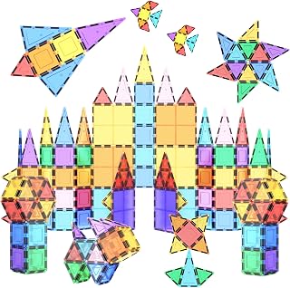 PicassoTiles 100 Piece Magnetic Playboards Tiles Set Magnet Toys for Toddlers STEM Building Blocks Sensory Creative Kids Manipulative Preschool Learning Construction Toy Ages 3+ Boys Girls - PT100