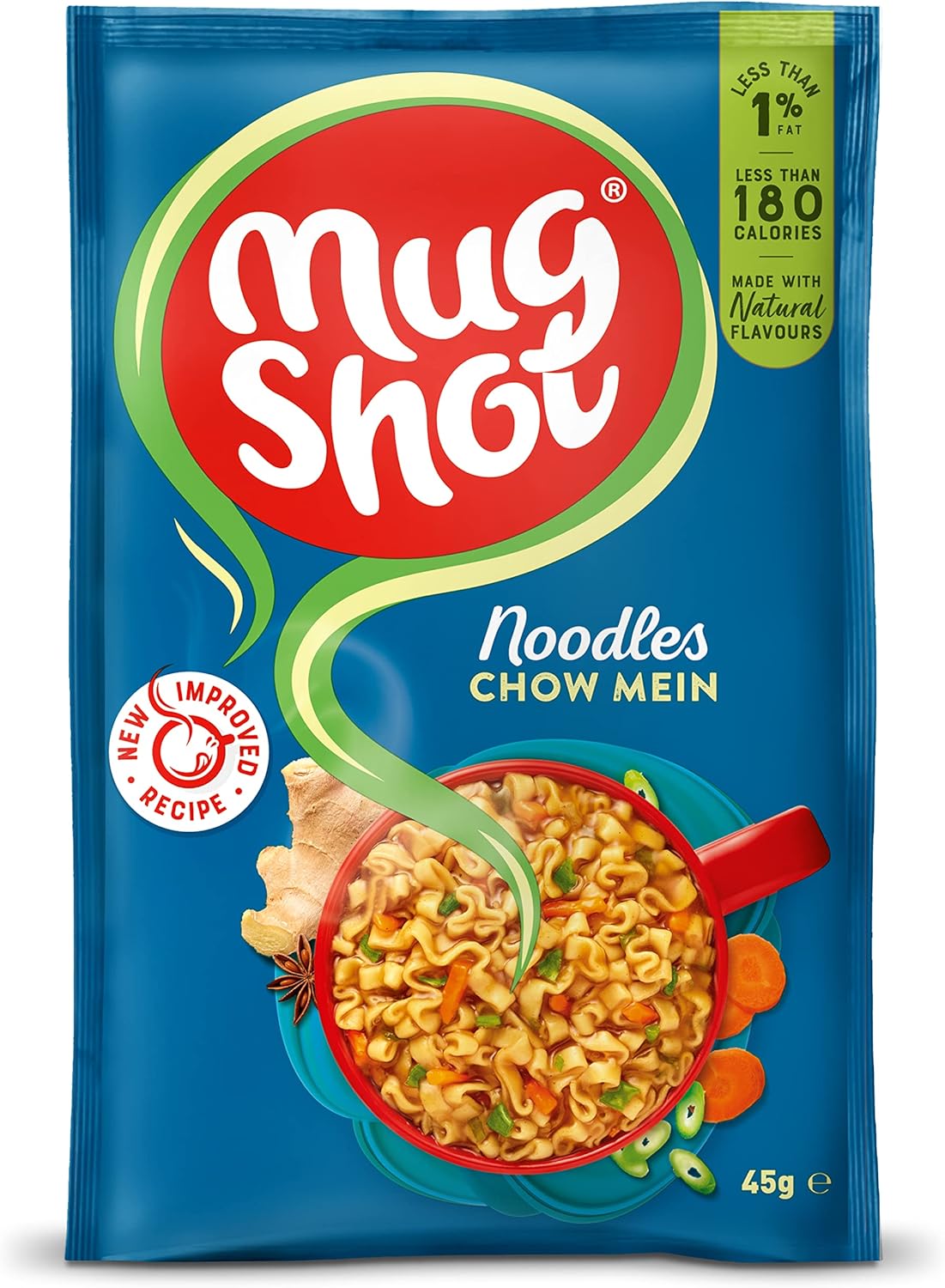 Mug Shot Chow Mein Noodles, 45g (Pack of 10 sachets)