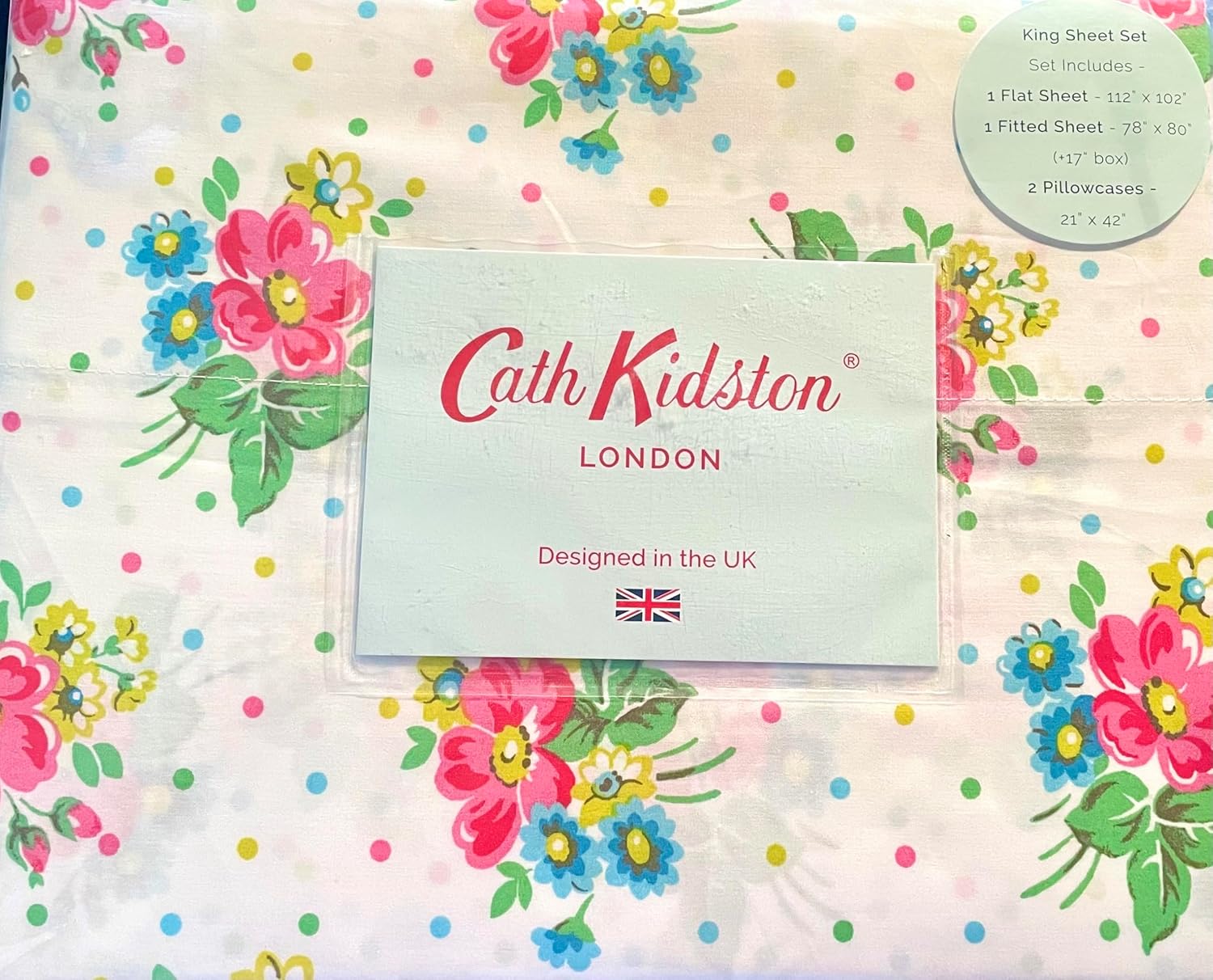 London Home Luxury Collection 4 Piece 200tc Rose Flora Sheet Set 100% Cotton Percale Crisp & Cool, Lightweight Bedding (Bunches Flowers, Queen (U.S. Standard))