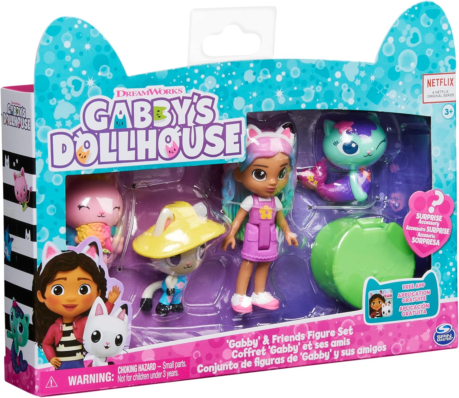 Gabby’s Dollhouse, Gabby and Friends Figure Set with Rainbow Gabby Doll, 3 Toy Figures and Surprise Accessory Kids’ Toys for Ages 3 and up