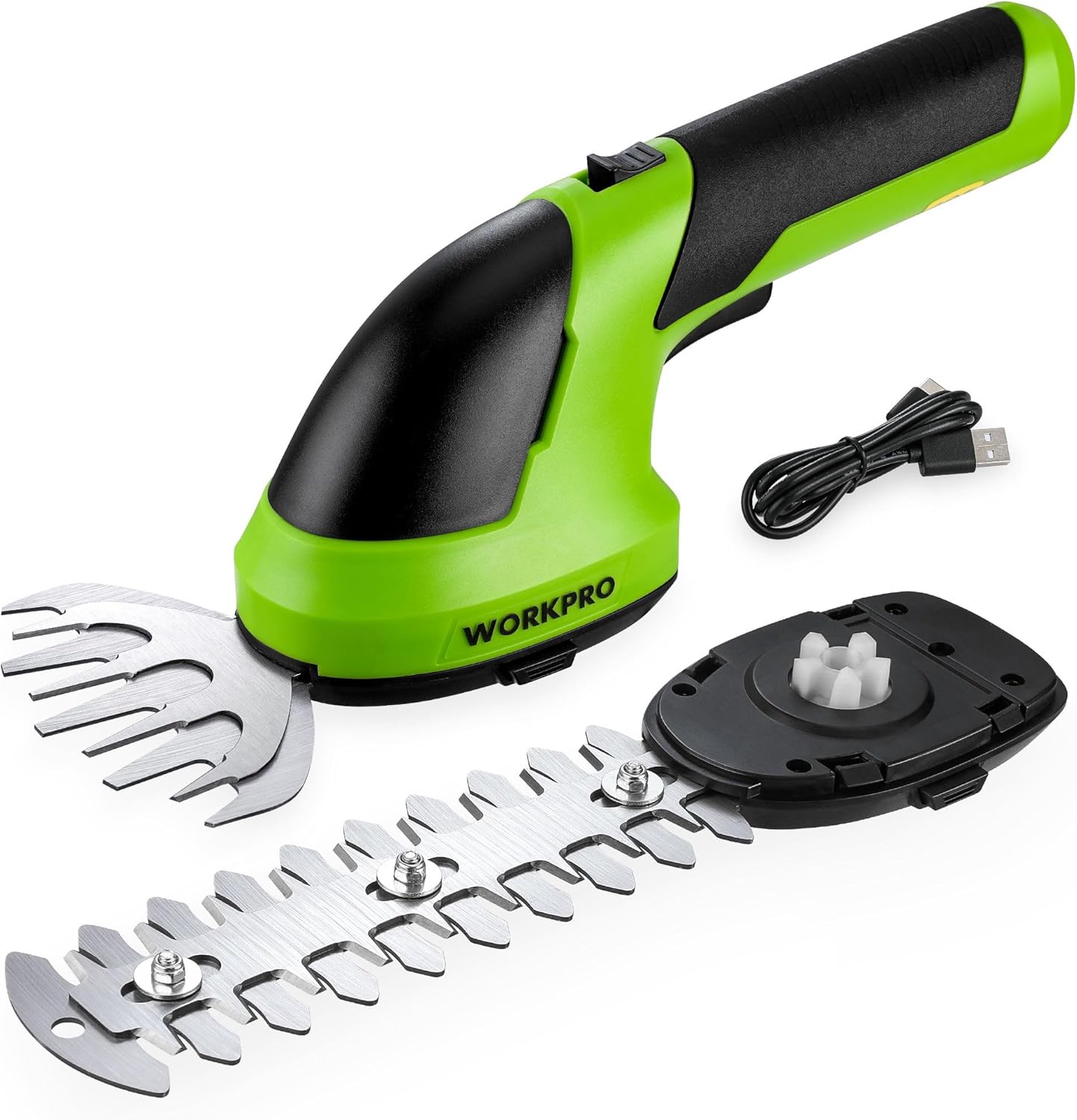 WORKPRO 2 IN 1 Cordless Hedge Trimmer and Grass Shear, 7.2V Electric Grass Trimmer with 2000mAh Lithium-ion Battery, Lightweight Hand Held Hedge Trimmer with 2 Interchangeable Blades