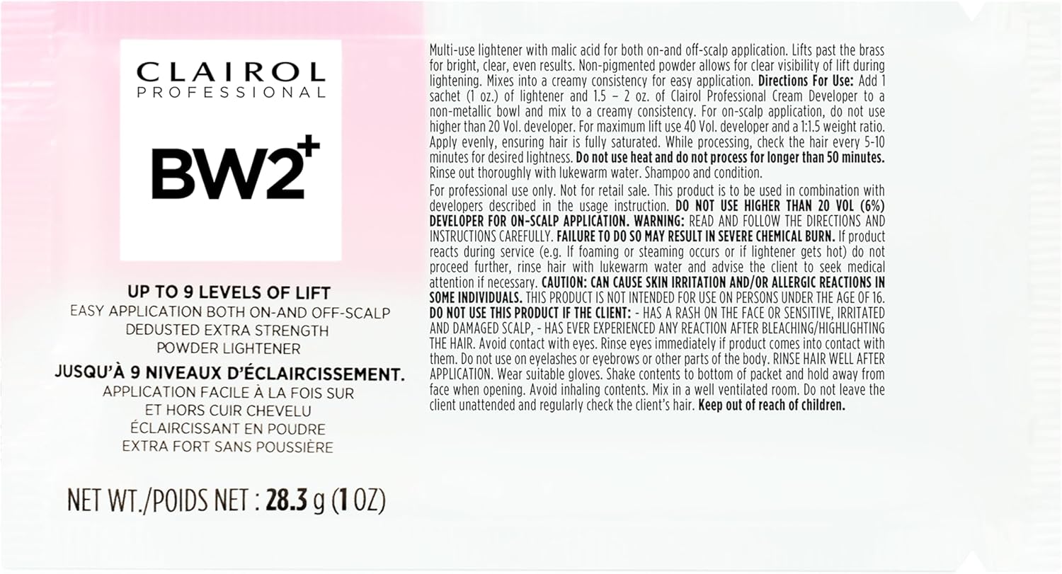 Clairol Professional BW2+ Powder Lightener for Hair Highlights, 1 oz.