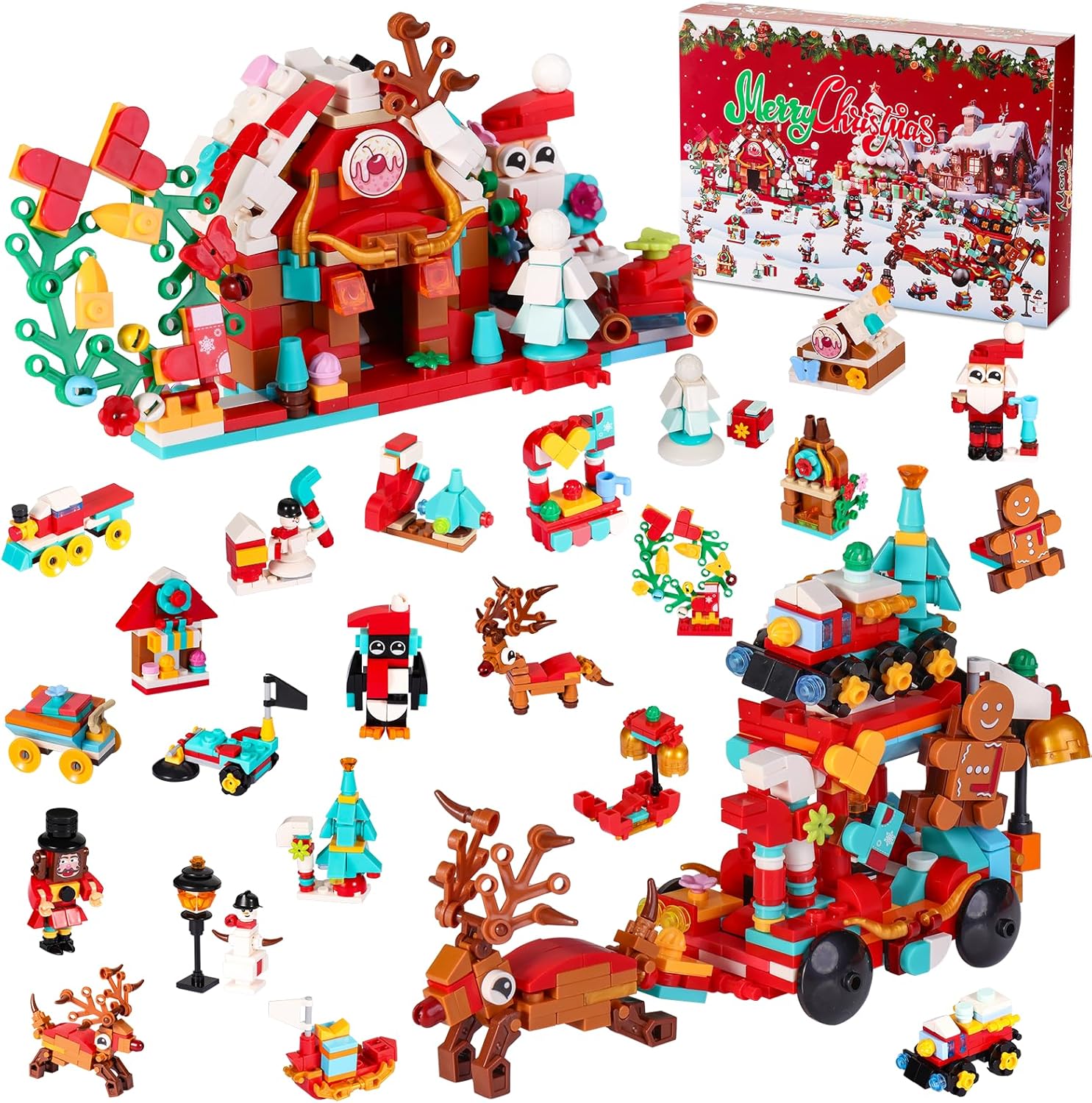 Advent Calendar 2025 Blocks, Building Blocks Toy 24 Days Christmas Countdown Building Sets Calendars for Adults Teens Kids Christmas Thanksgiving Blocks Calendar Boxes Surprises Toy