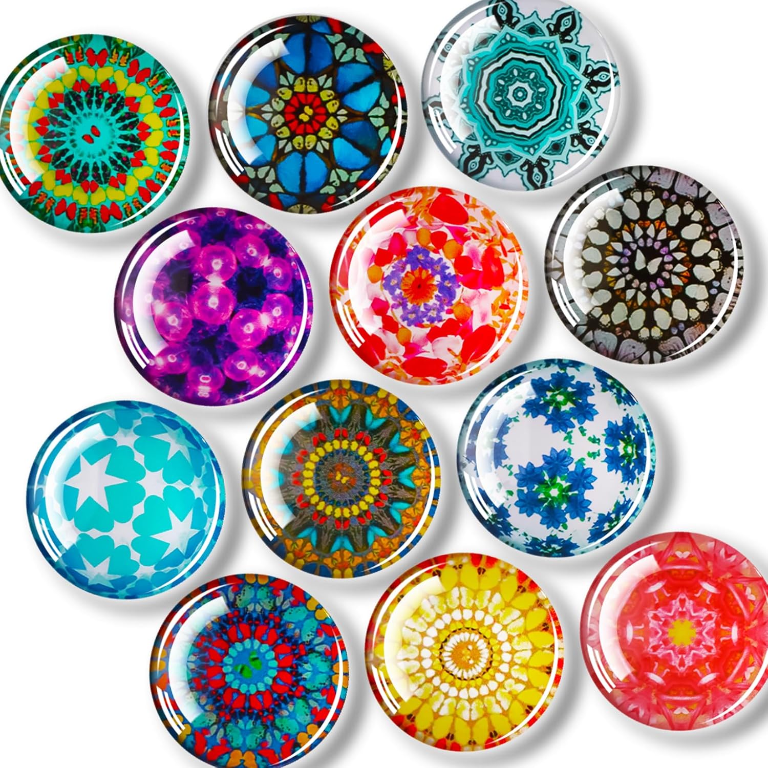FINDMAG 12 Pcs Glass Fridge Magnets, Cute Fridge Magnet Sticker, Strong Refrigerator Magnets Heavy Duty, Small Magnets for Whiteboard, Classroom, Kitchen, Office, Home and Cabinet
