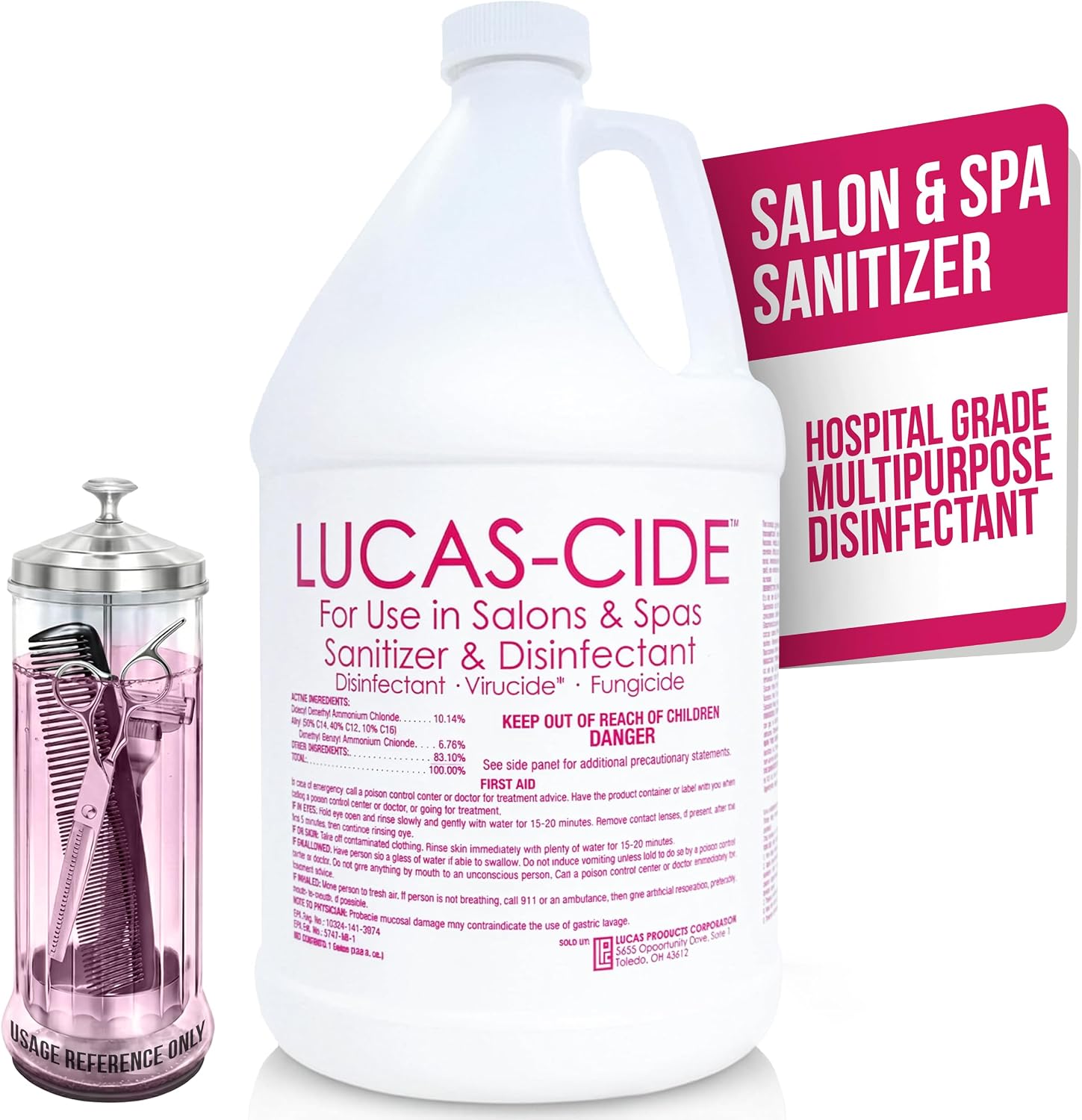 LUCAS-CIDE Salon & Spa Disinfectant, Hospital Grade EPA, 1 Gallon
