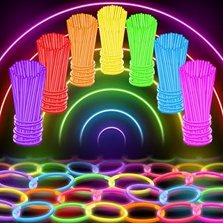 100 Ultra Bright Glow Sticks Bulk Party Pack - Glow in the Dark Party Supplies Pack - 8" Glowsticks Party Favors with Bracelets and Necklaces
