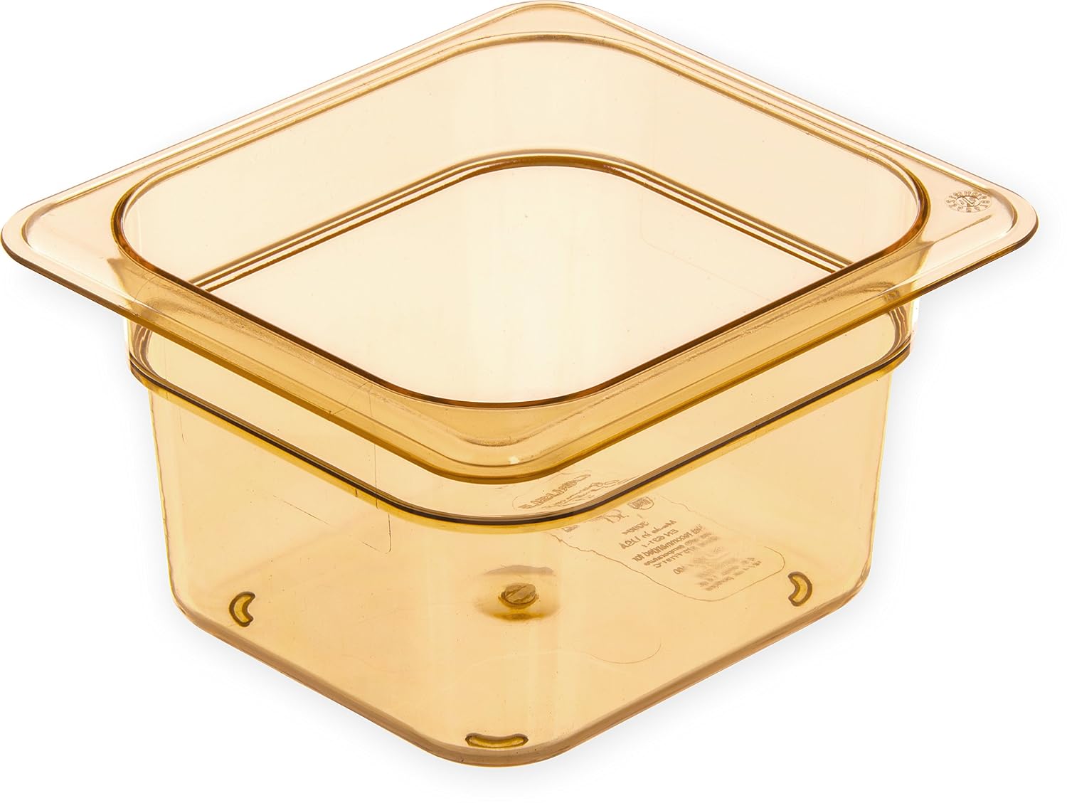 Carlisle FoodService Products Storplus High Heat Food Pan Steam Table Pan, Chafing Pan for Catering, Buffets, Restaurants, High Heat Plastic, 1/6 Size 4 Inches Deep, Amber
