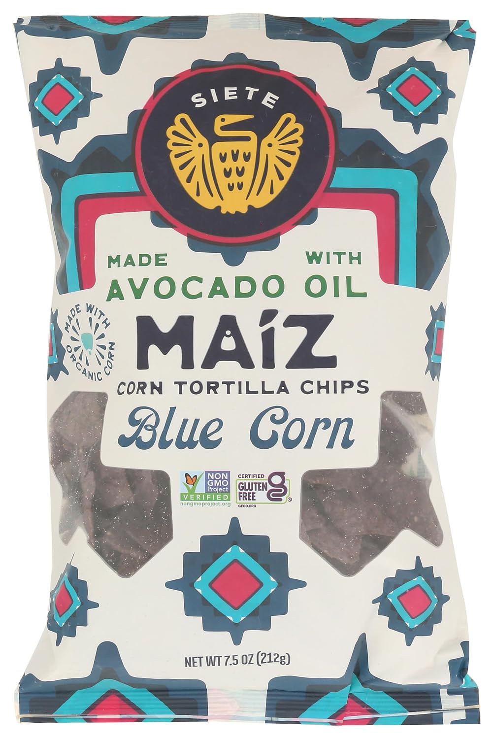 Siete Family Foods, Chips Tortilla Corn Sea Salt Maiz Blue Red, 7.5 Ounce