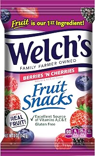 Welch's Fruit Snacks, Berries 'N Cherries, Perfect for School Lunches, Gluten Free, Sharing Size Bags, 5 oz (Pack of 12)
