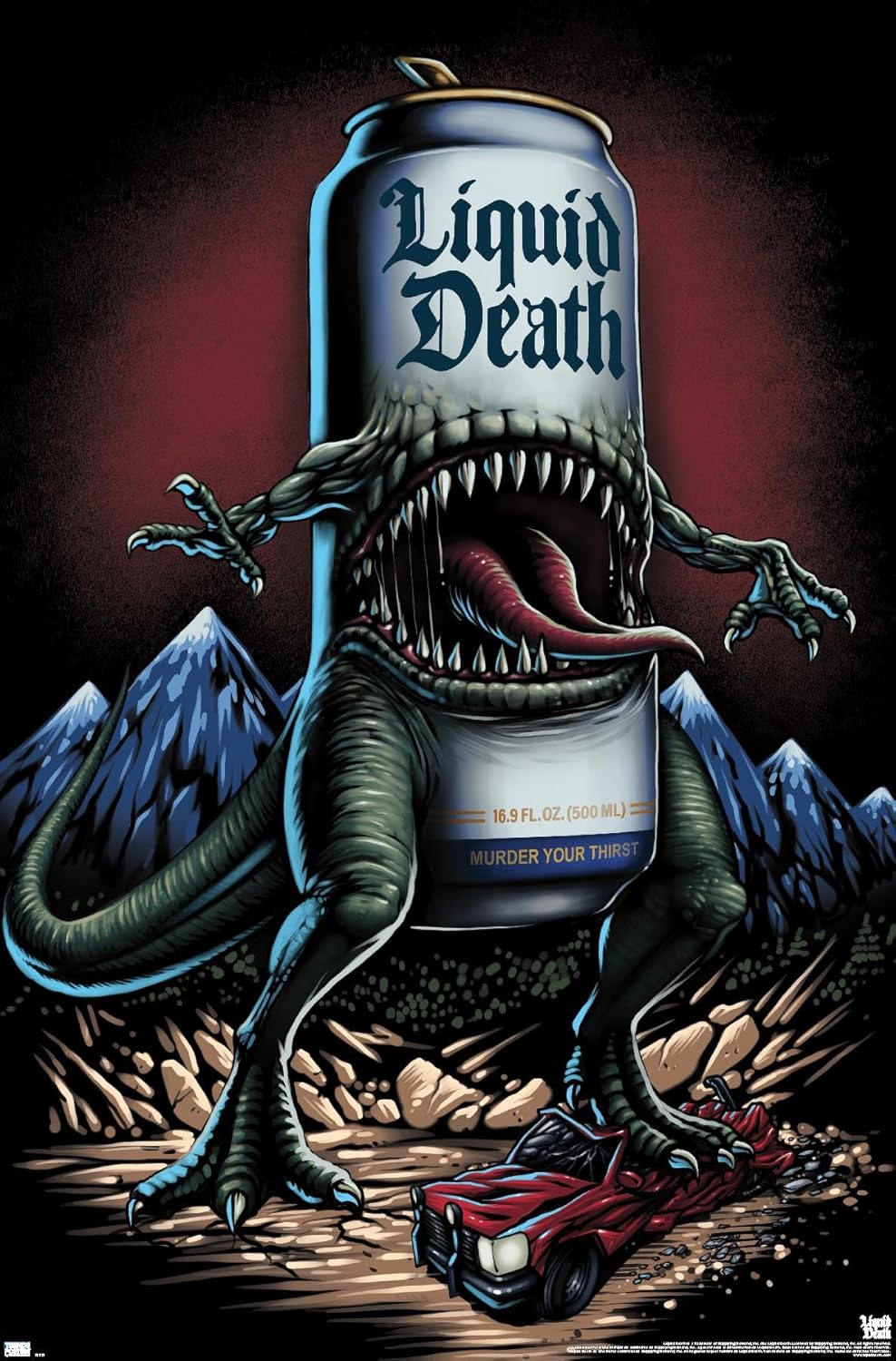 Trends International Liquid Death - Reapersaurus Rex Wall Poster, 34L x 22.4W, Premium Unframed Version