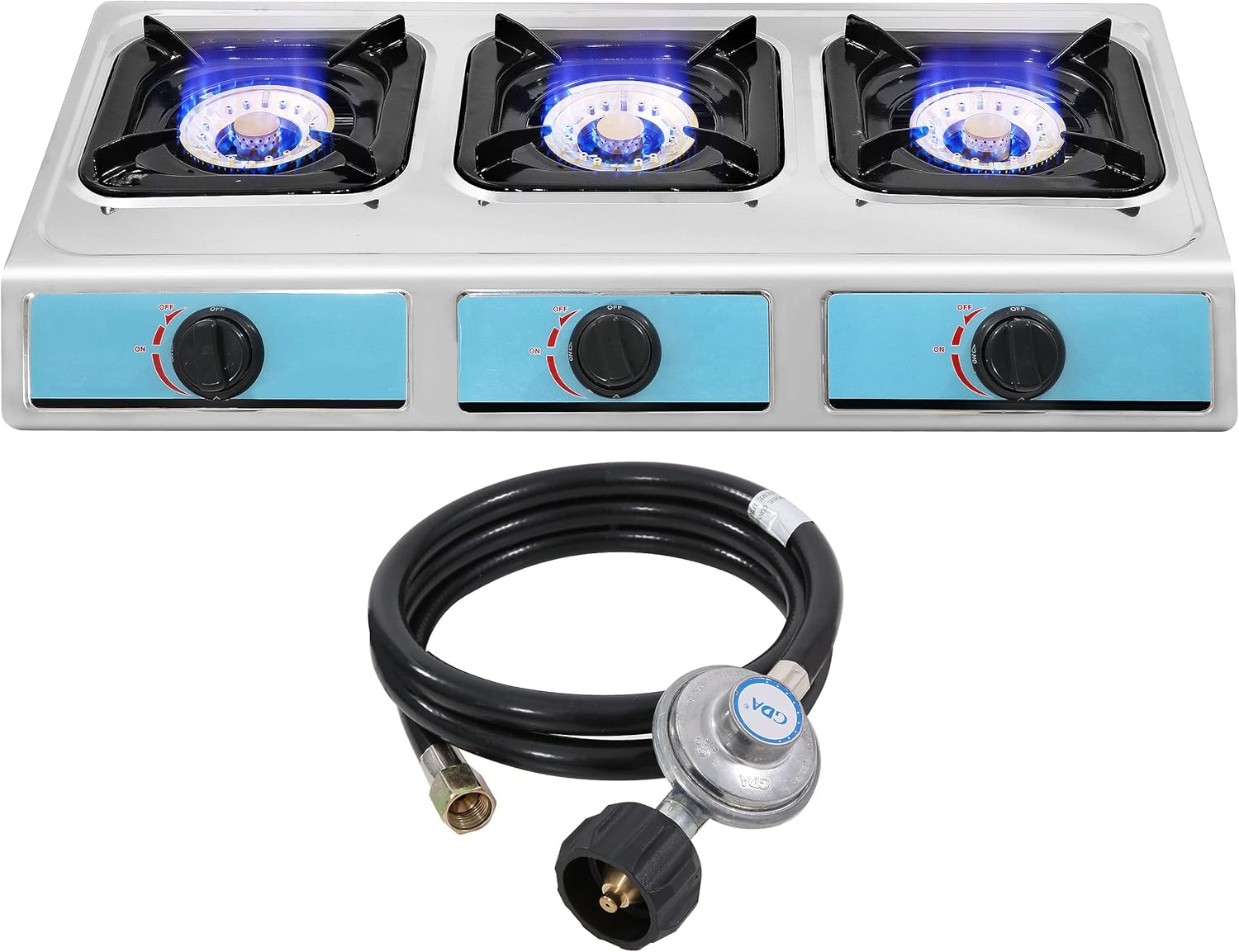 Propane Gas Stove,3 Burner Gas StovePortable Gas Stove Auto Ignition Camping Stainless Steel Stove 3 Burner LPG for RV, Apartment,Outdoor