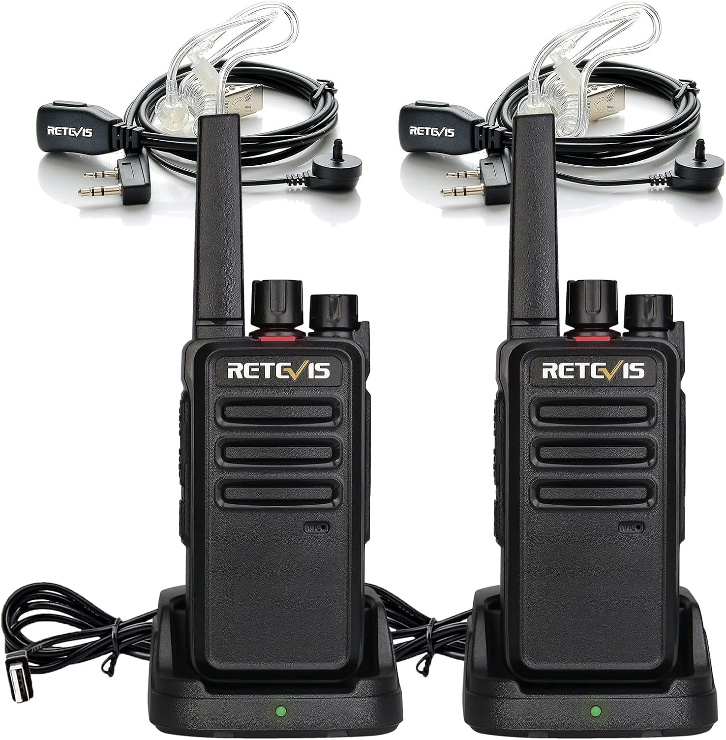 Retevis RT668 Walkie Talkies for Adults Long Range, PMR446 2 Way Radio, Robust radio communication, Professional Two Way Radio,Hand Free Walkie Talkie with Earpieces for Adults Kids (Black, 2Pcs)