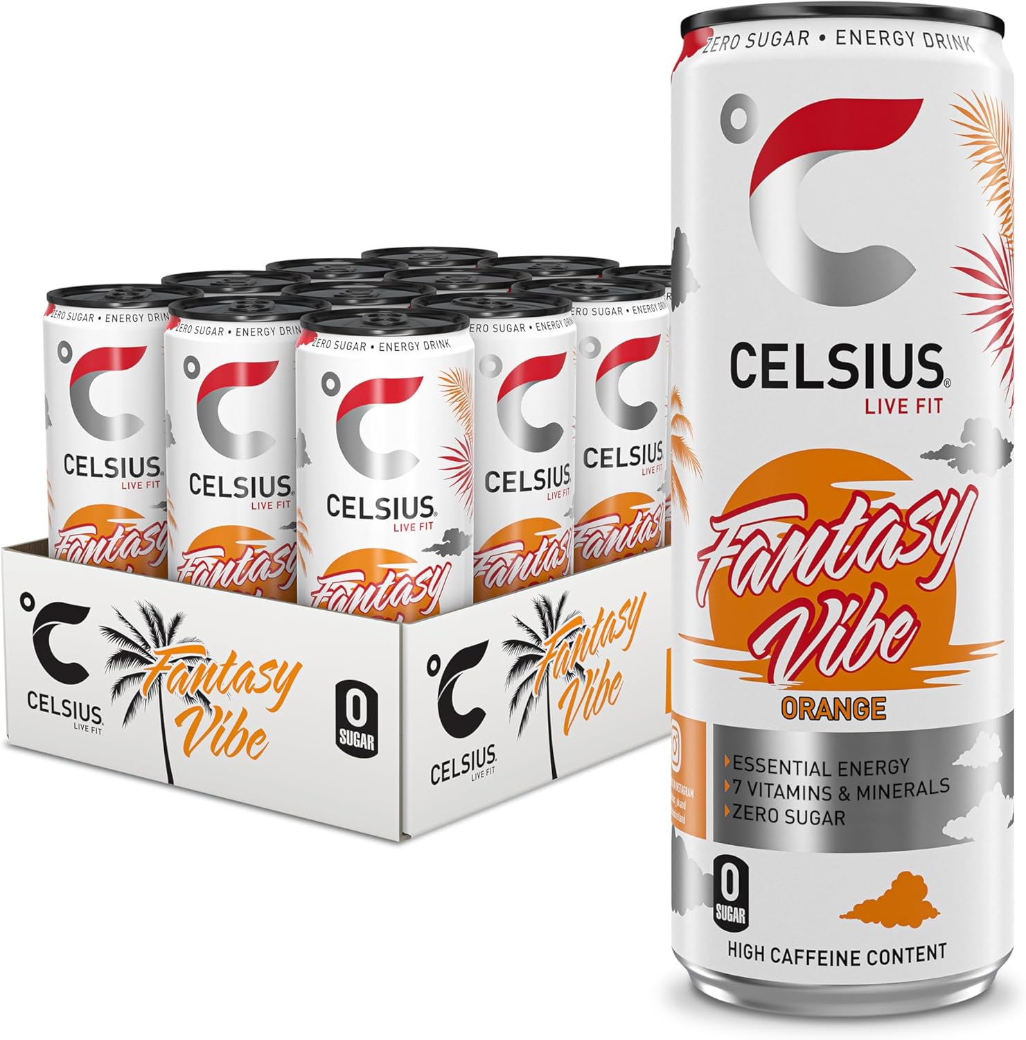 CELSIUS Sparkling Fantasy Vibe, Refreshing Energy Drink, 335ml (Pack of 12)