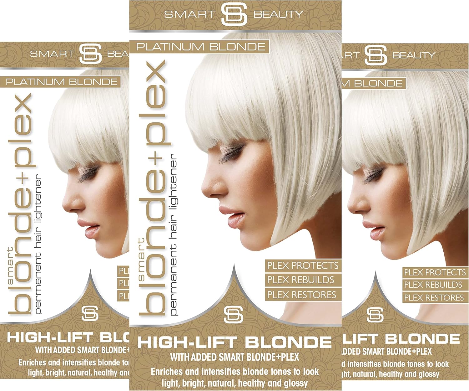 Platinum Blonde Hair Dye with added Plex Hair Care Conditioner, Permanent Hair Colour with Natural Platinum Hair Toner for Blonde Hair, Vegan Hair Dye, Cruelty-Free - Smart Beauty (Pack of 3)