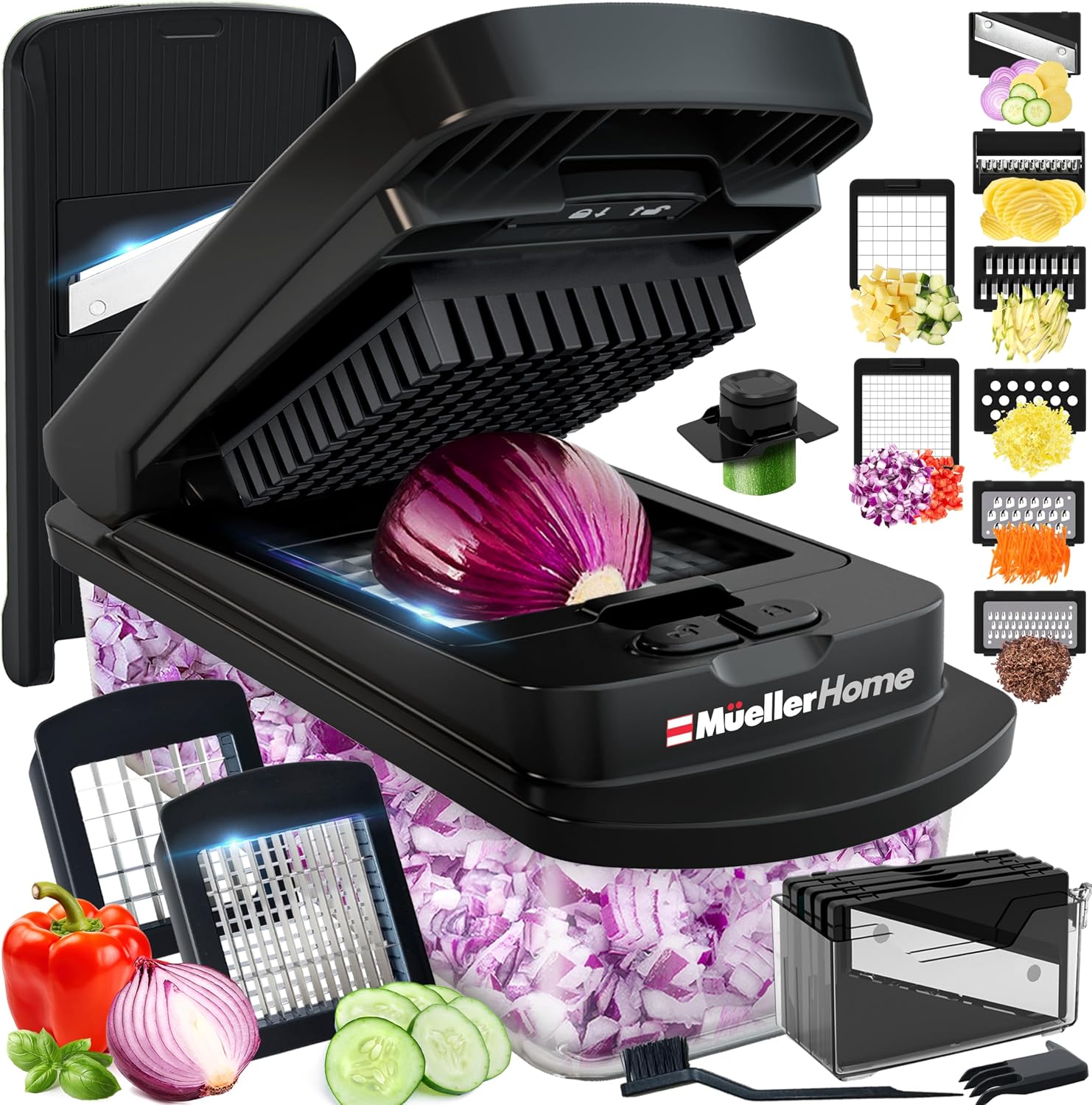 MUELLER HOME Pro-Series 10-in-1, 8 Vegetable Chopper & Mandoline Slicer