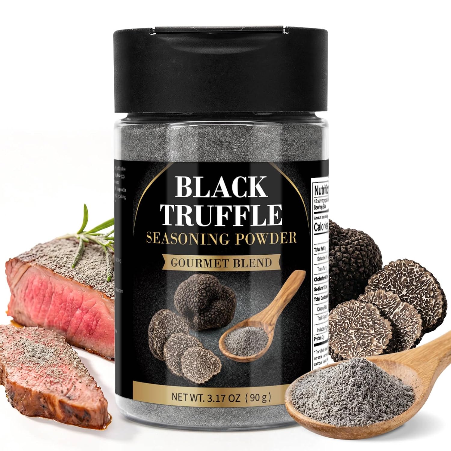 3.17 oz Black Truffle Seasoning Powder for Pasta, Steak, Fries, Popcorn