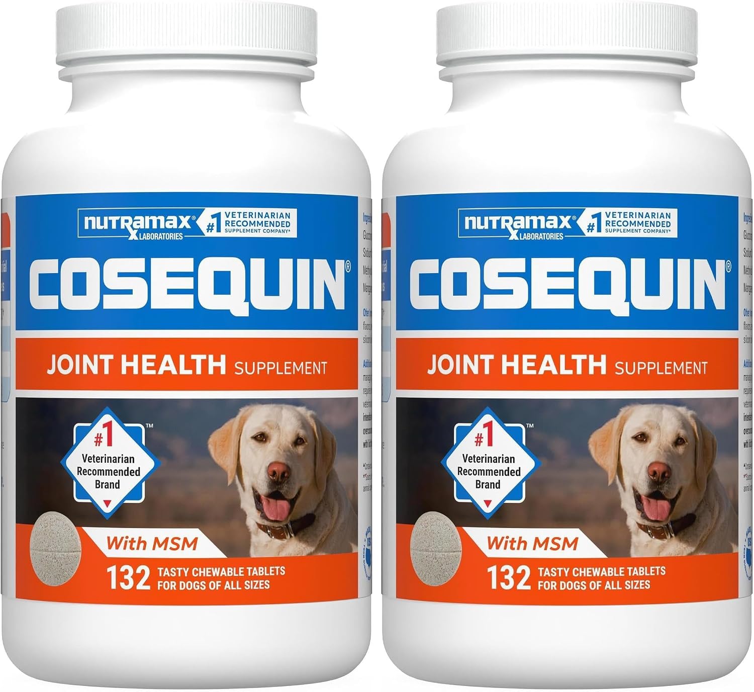 Nutramax Cosequin for Dogs Joint Health Supplement, Contains Glucosamine for Dogs, Plus Chondroitin and MSM, Supports Healthy Joints, for All Breeds and Sizes, Chewable Tablets, 132 Count (Pack of 2)