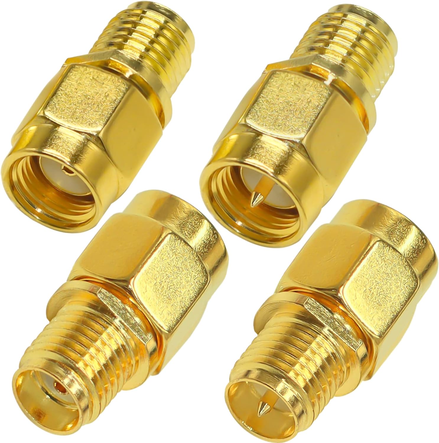 4PCS SMA Coax Connector Cable Gender Changers,SMA Male/Female to RP-SMA Male/Female Coax Adapter Low Loss Coaxial Connector for Radio Antenna, Audio