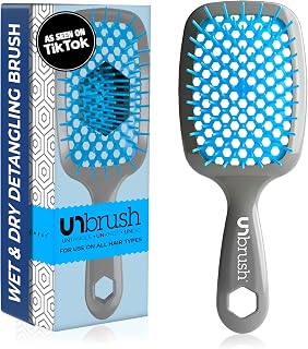 FHI Heat UNbrush Detangling Brush for Pain-Free Brushing on All Wet or Dry Hair Types — Durable DuoFlex Anti-Static Bristles, Lightweight Handle, Vented Hair Brush