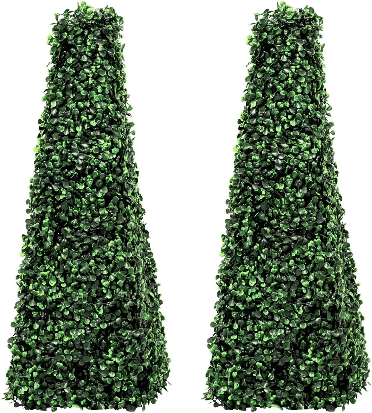 Woodside Topiary Obelisk Leaf Effect, Green 2ft/65cm Indoor/Outdoor Replica Decoration (pack of 2)