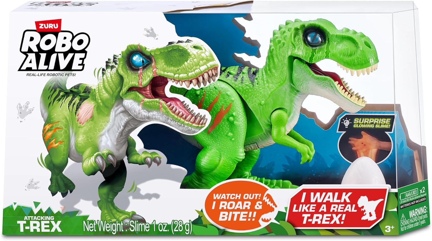ROBO ALIVE Rampaging Raptor Dinosaur Toy, Green