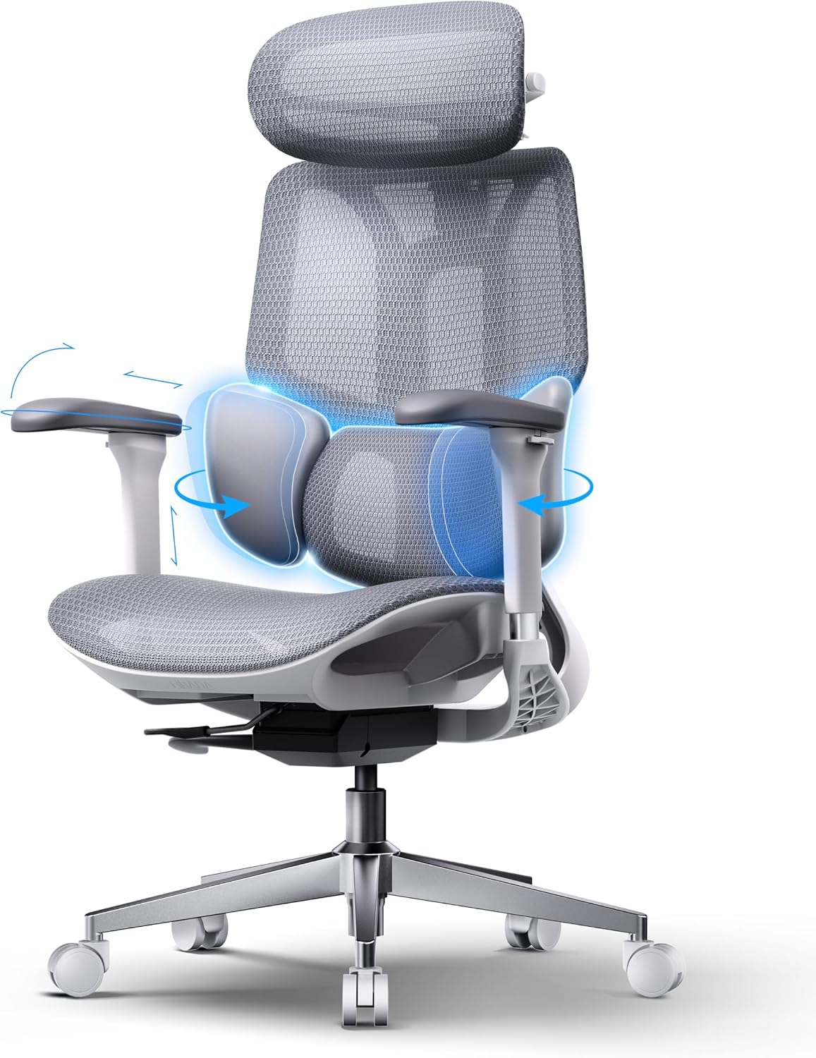 Hbada E3 Air 2026 Ergonomic Office Chair, 3-Zone Lumbar Support, Comfy Home Office Chair with Auto Recline, 4D Headrest & Armrests, 140° Tilt for Work & Relax, Grey