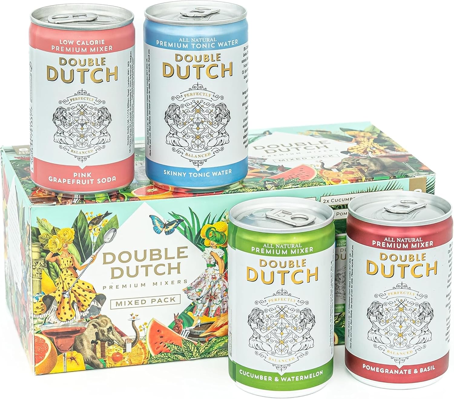 Double Dutch Variety Pack β 8 x 150ml Premium Mixers | Low Calorie, Vegan-Friendly Tonic Waters for Gin, Vodka, Tequila & Cocktails | Includes Selection of World-Class Soft Drinks & Flavoured Mixers
