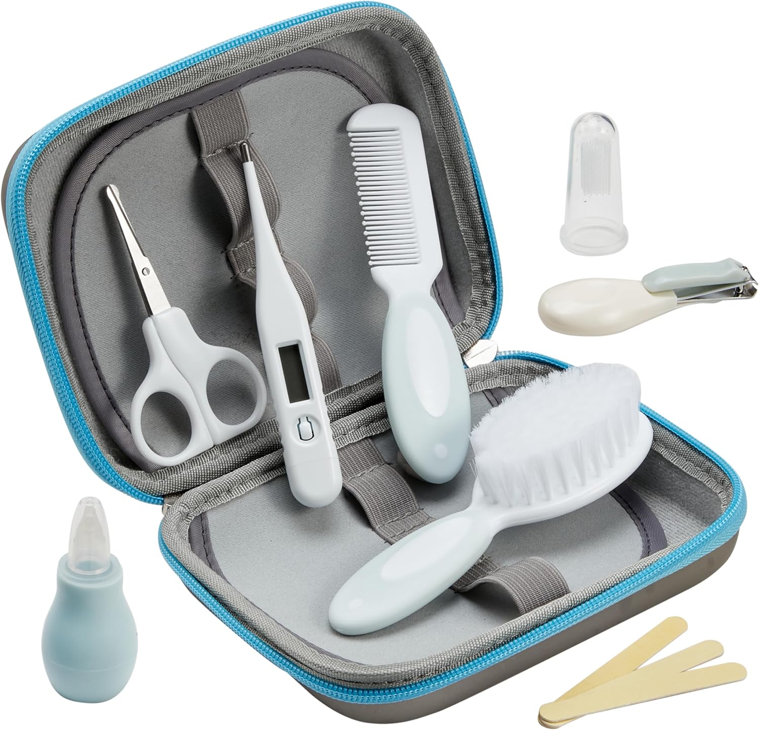 Little Angel Baby Grooming Kit,Baby Health Care Kit,10PCS Baby Care Kit with Nice Compact Case,Ideal for Newborn, Baby and Infant,Blue