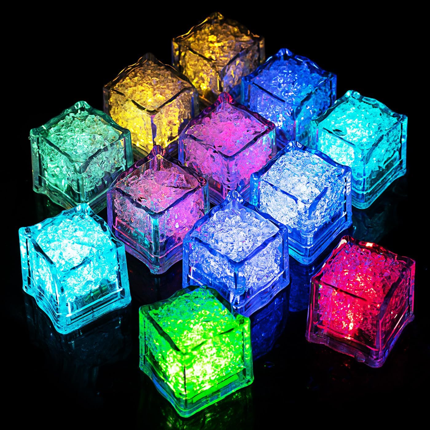 Jiosdo Kids Sensory Toys, 12PCS Led Light Up Bath Toys For Toddlers, Liquid Sensor Bath Lights For Kids, Sensory Bath Toys For Children, Light Up Ice Cubes For Bath