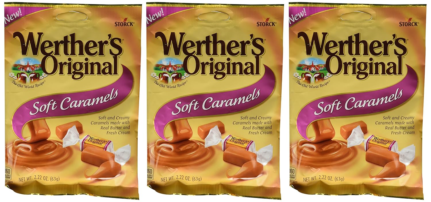 Werther's Original New Soft Caramels 2.22 Oz (63g) (3 Pack)