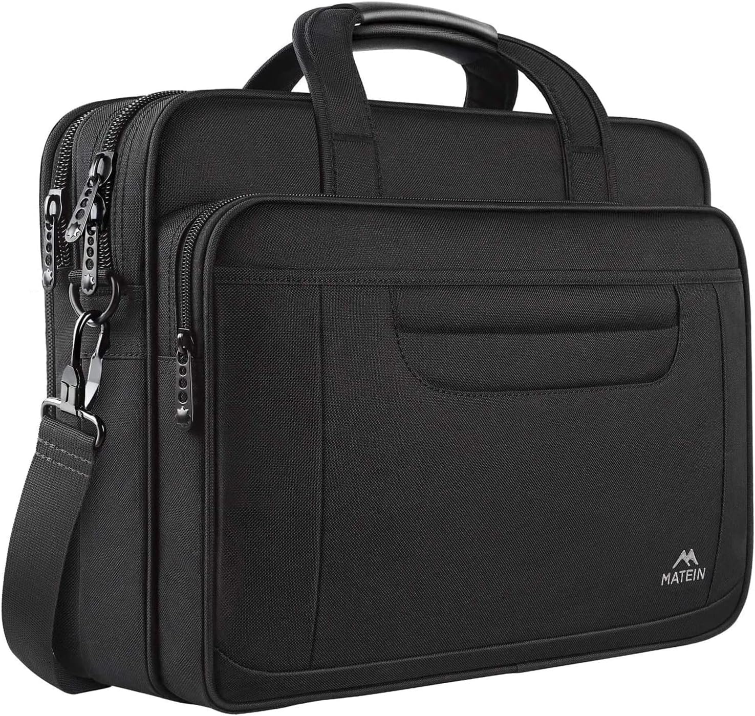 MATEIN Laptop Bag, 15.6 Inch Multifuntional Business Computer Laptop Case, Unisex Spacious Shoulder Messenger Bag Briefcase for Men and Women, Universal Nylon Briefcase for Notebook - Black
