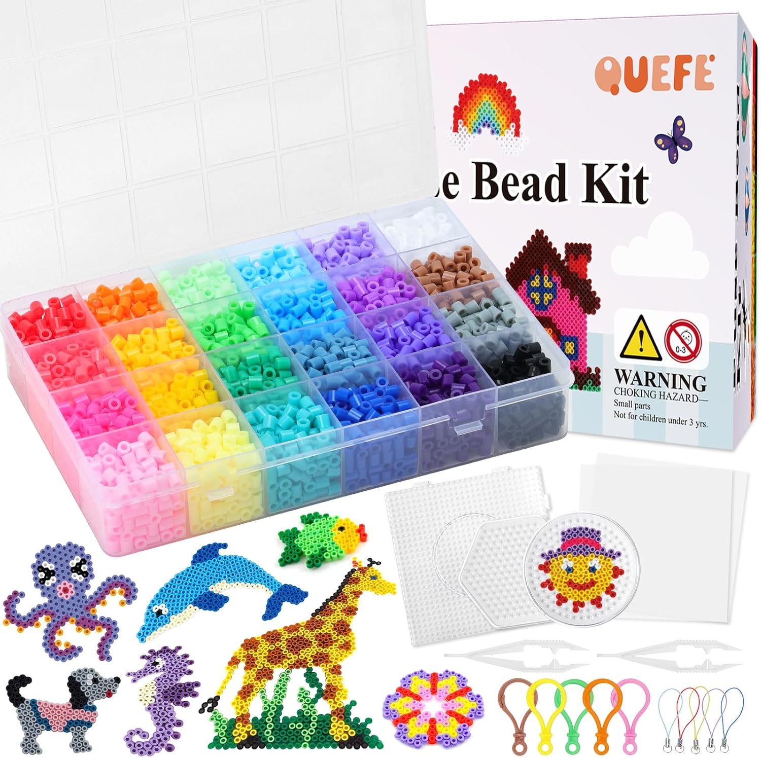 Quefe 24 Colors 5200pcs 5mm Fuse Beads Kit for Kids