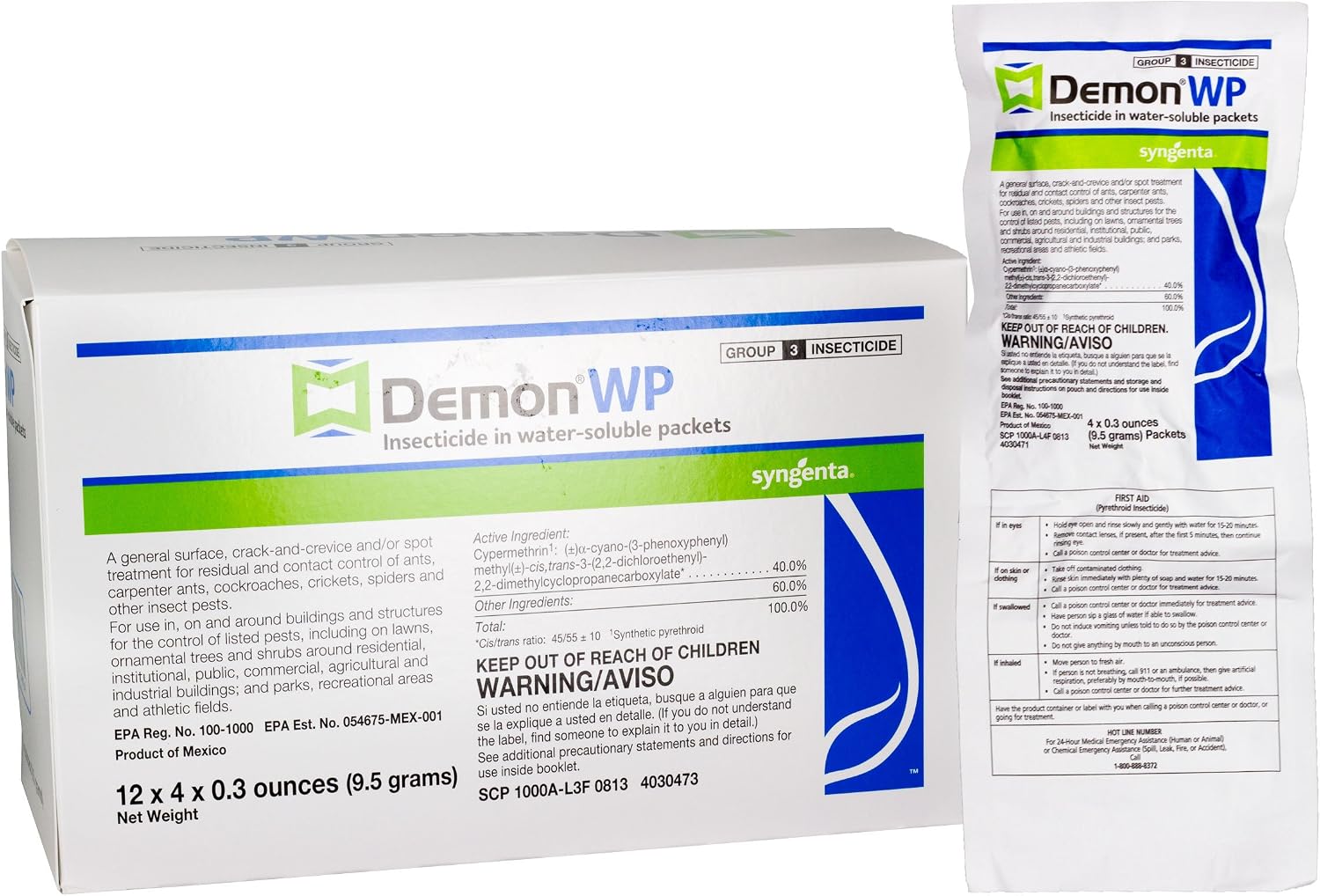 Demon WP Insecticide 1 Envelope Containing 4 Water-Soluble 9.5 Gram Packets Makes 4 Gallons Cypermethrin 40%