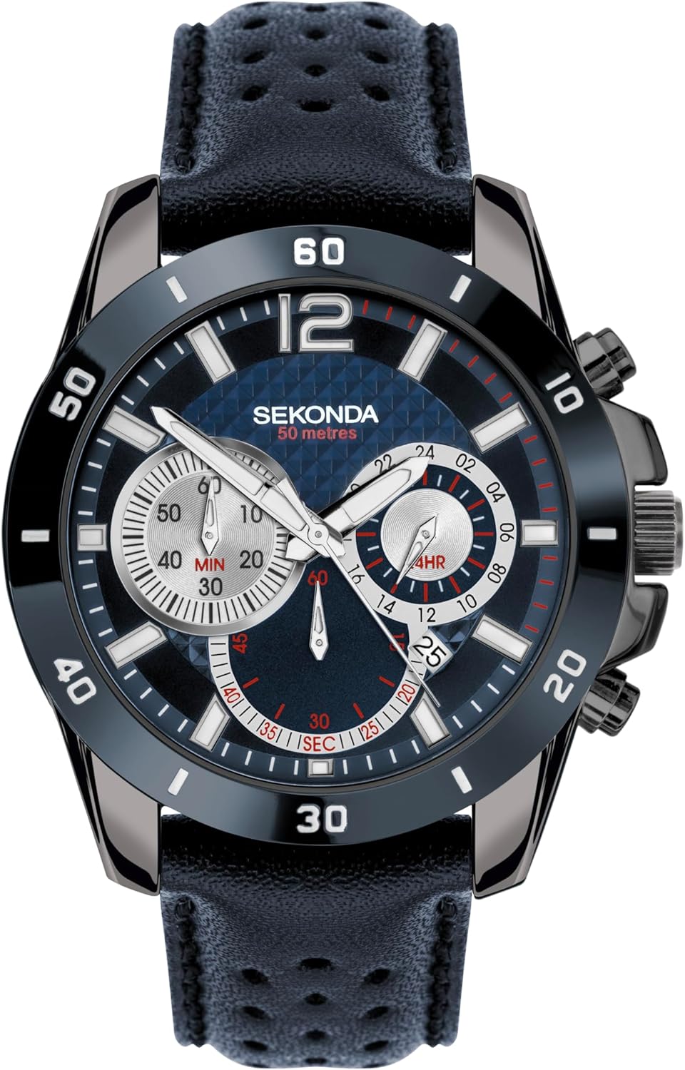 Sekonda Mens Solo 44mm Sport Chronograph Quartz Watch with Date Window 50m Water Resistant