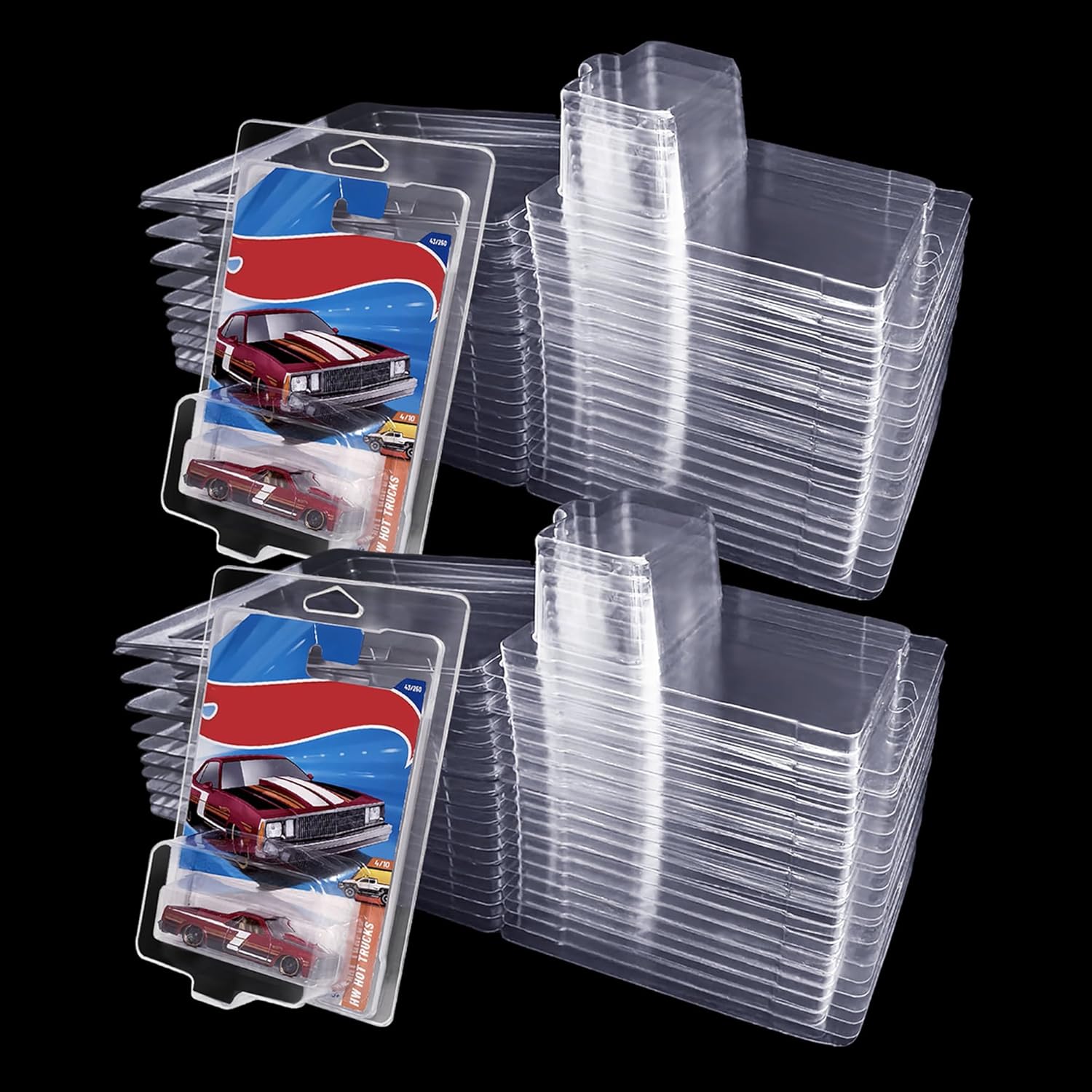 50 Pack Protector case for Hot Wheels -Clamshell Plastic Display Cases for 1:64 Scale Models, Crystal Clear UV-Resistant, Dust-Proof & Scratch-Resistant Plastic Storage Case with Secure Seal (50)