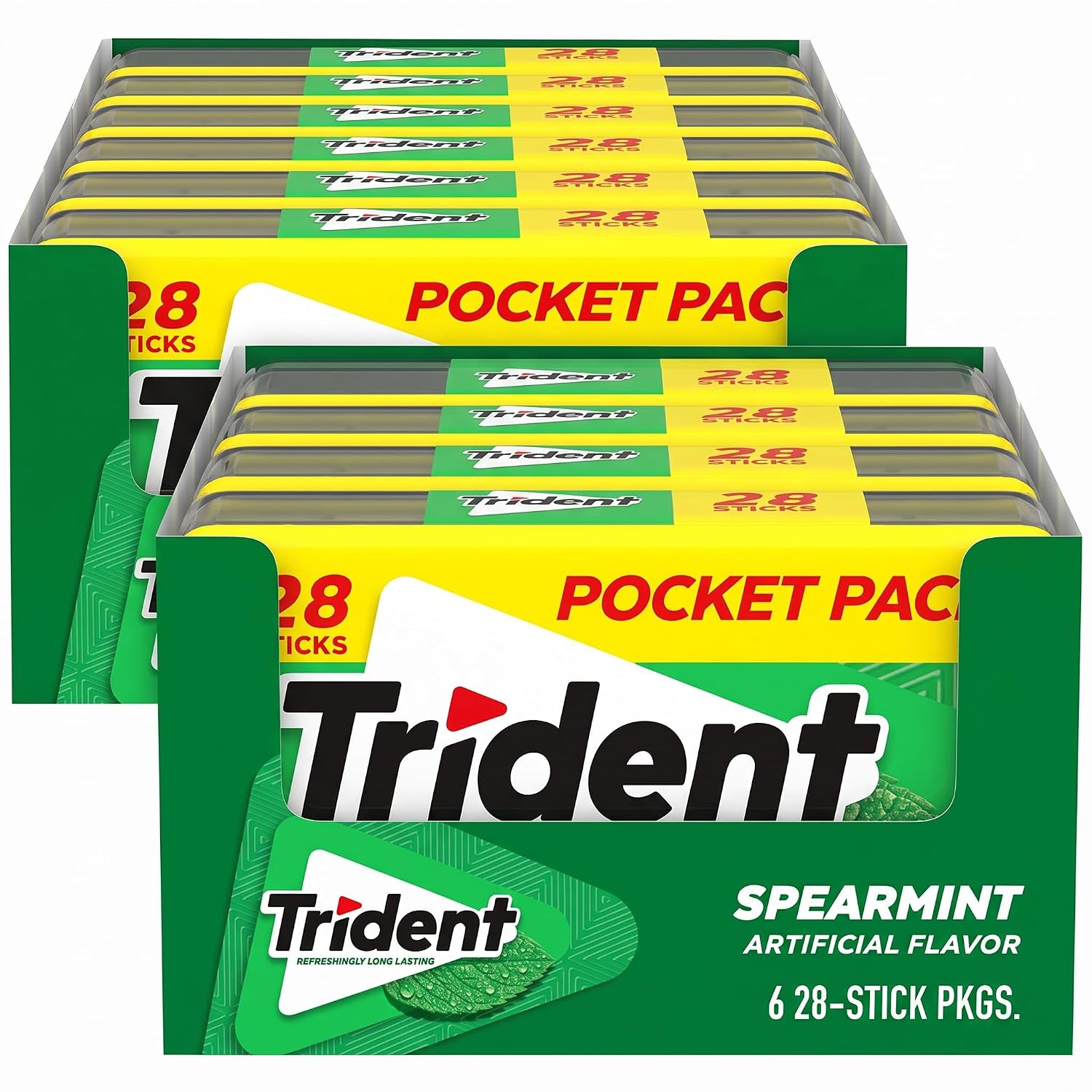 Trident Spearmint Sugar-Free Chewing Gum, 28 Count (Pack of 12)