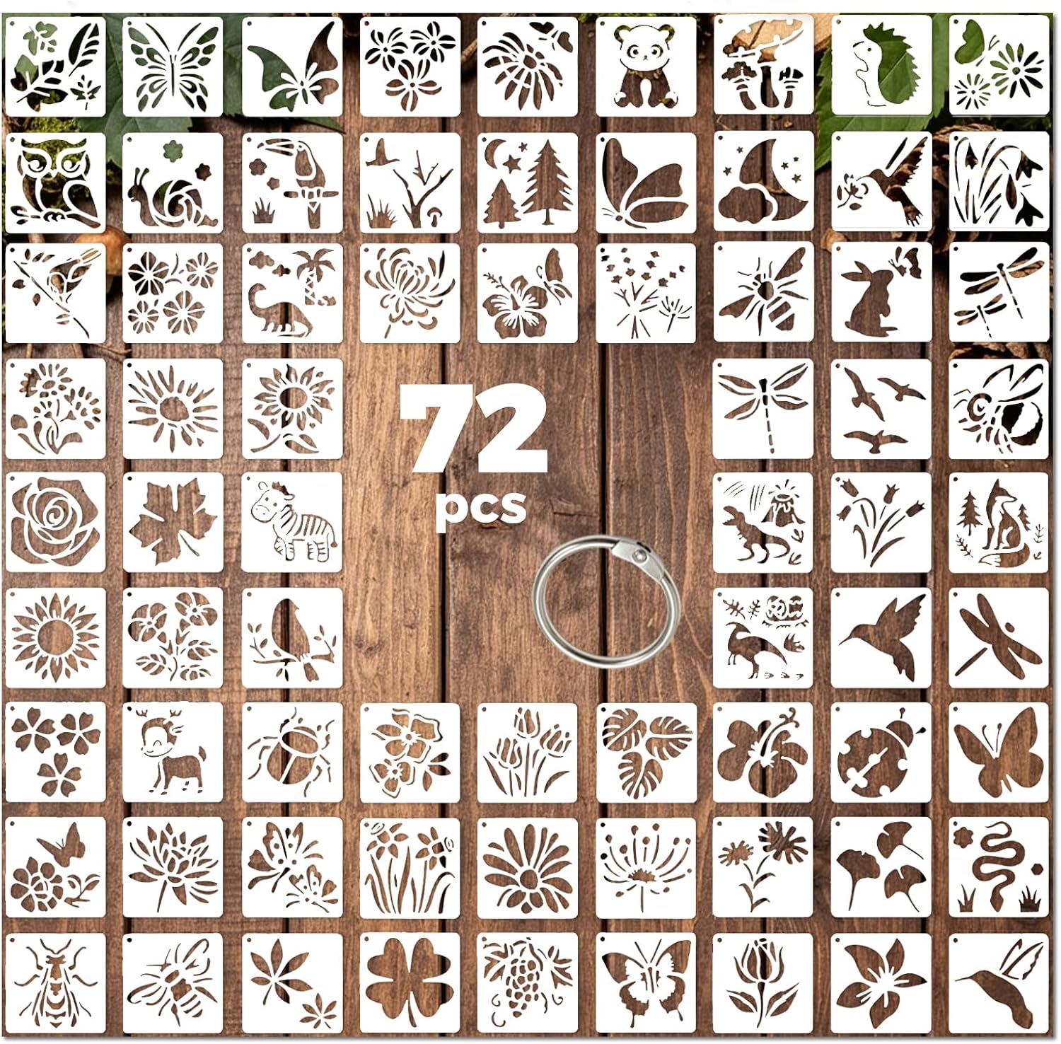 72 Pcs Botanical and Nature Stencils Reusable Painting Templates