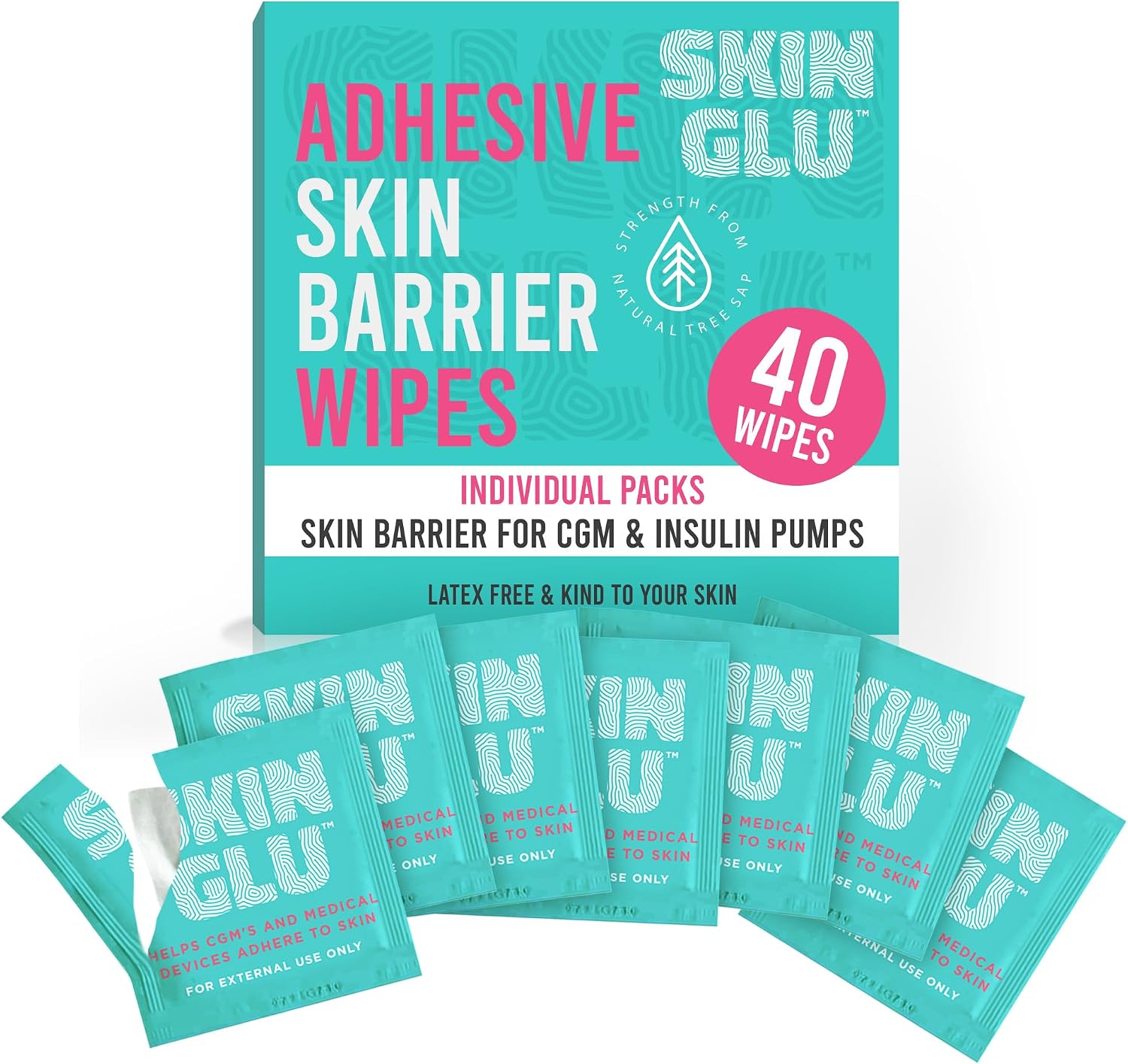 Not Just A Patch Skin Glu Skin Prep Wipes (40 Pack) – Hypoallergenic Latex-Free Pre-CGM Skin Barrier Wipes for Blood Sugar Monitoring Sensors, Patches & Insulin Pumps – Gentle on Sensitive Skin