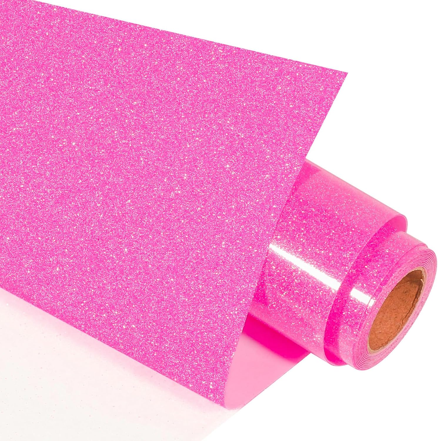 VINYL FROG Glitter HTV Vinyl 10" x5ft Heat Transfer Vinyl Roll Hot Pink Iron on Vinyl Sparkle Heat Press Vinyl for T-Shirts Gift Designs