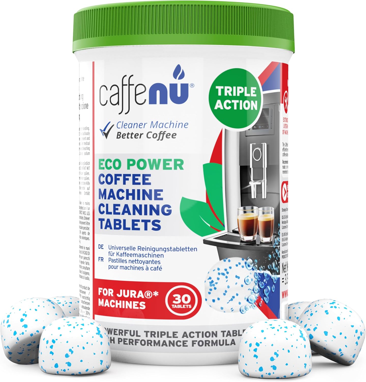 Jura Compatible Cleaning Tablets. 30 Coffee Machine Cleaner Tablets. Cleans Internal Parts, Portafilter, Inaccessible Areas.