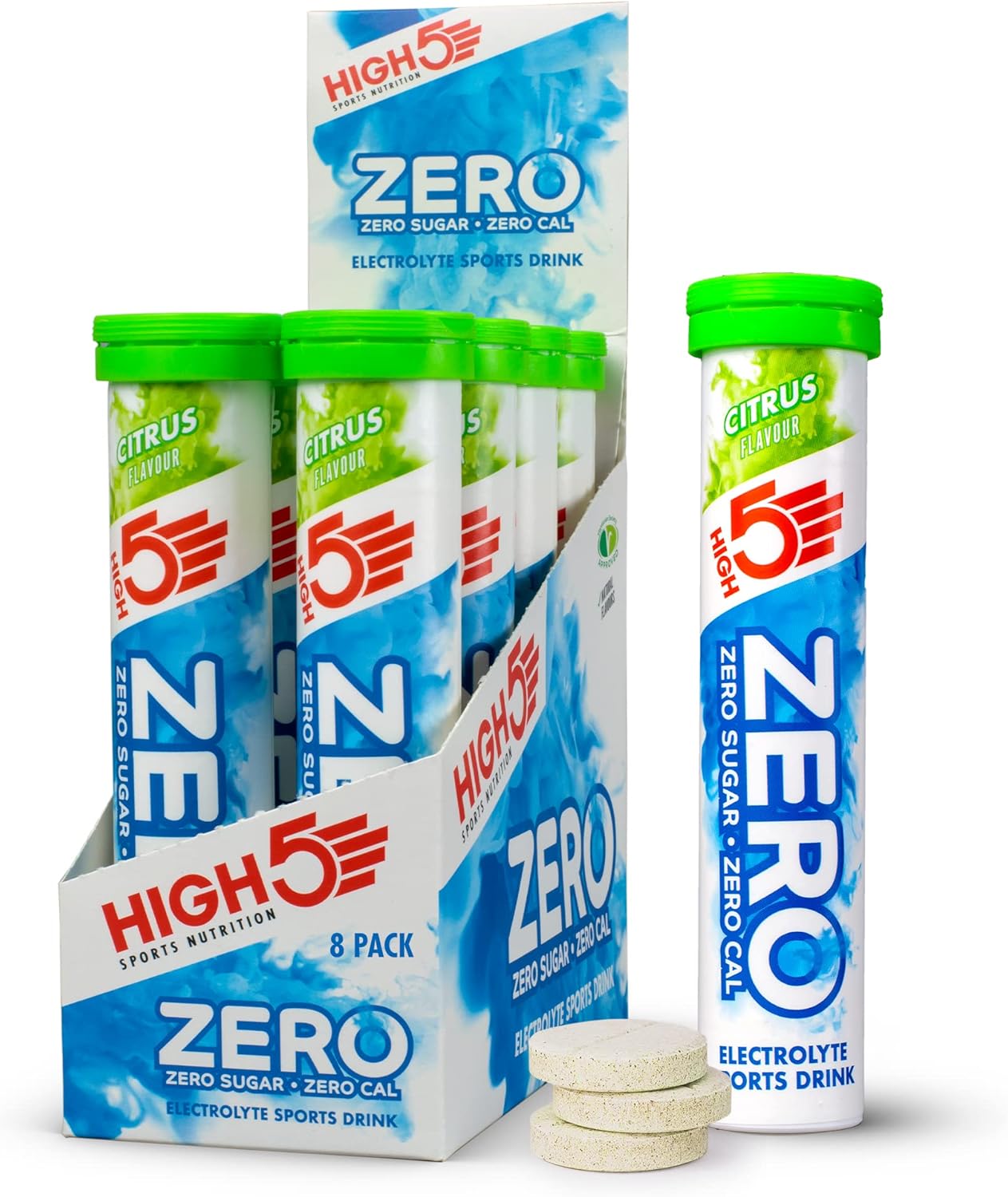 HIGH5 ZERO Electrolyte Tablet - Hydration Tablets Enhanced with Vitamin C - 0 Calories & Sugar Free - Boost Hydration, Performance & Wellness - Citrus, 160 Tablets (20x, Pack of 8)