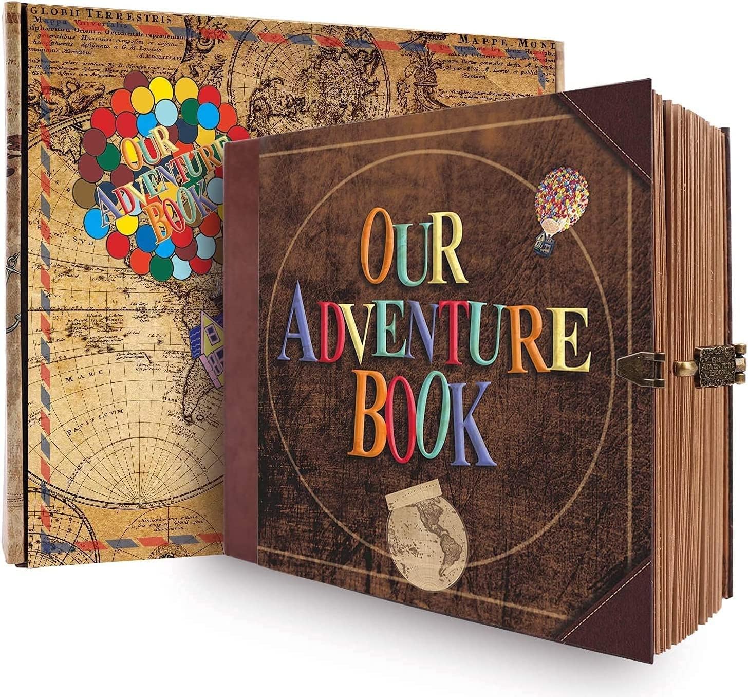 Our Adventure Book Travel Diary Photo Book,Scrapbook, Photo Album,Retro Style Travel Souvenir, Vintage Guestbook DIY Anniversary Wedding Travel Writing Baby Friend Gift, Heartfelt Present(Ball)