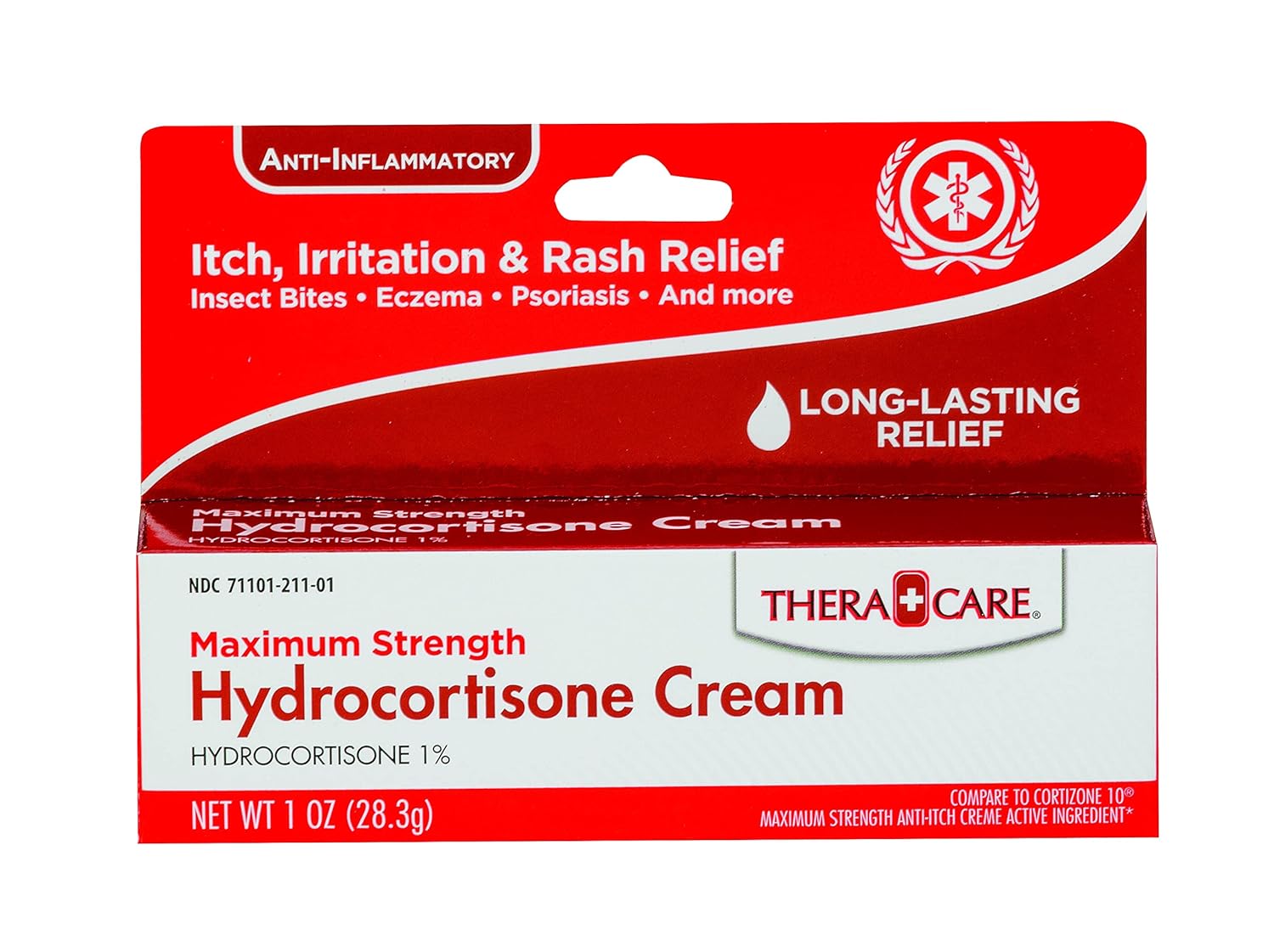 Thera|Care Hydrocortisone Cream | Maximum Strength OTC | Itch Irritation and Rash Relief | 1 oz