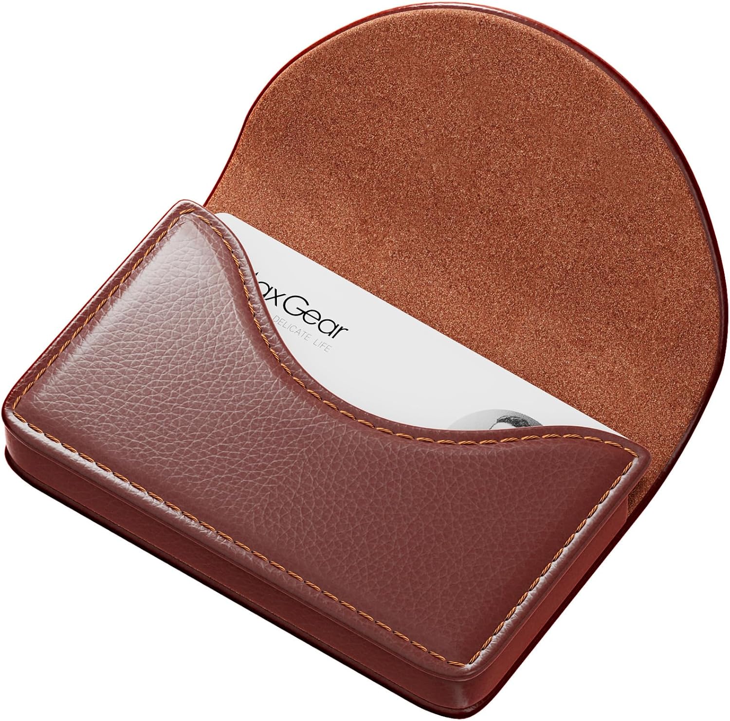 MaxGear Business Card Holder Case, PU Leather Business Card Case for Purse, Pocket Business Card Holders for Men or Women, Magnetic Travel Card Holder Wallet, Portable Business Card Carrier, Coffee