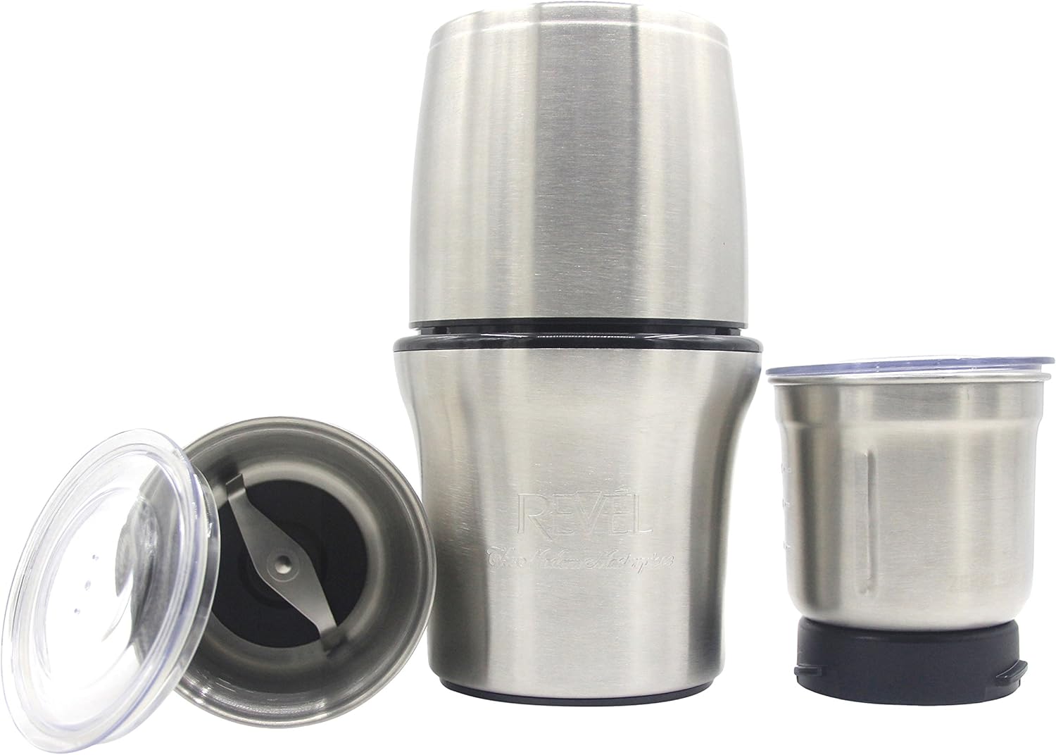 Revel CCM102 Wet and Dry Grinder with Two Separate Bowls, Stainless Steel,Red