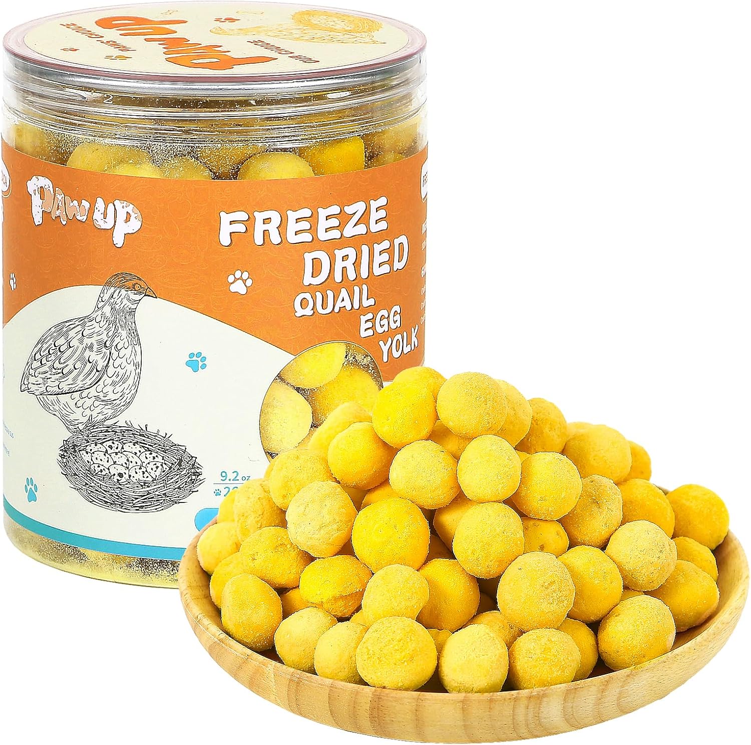 Freeze Dried Cat & Dog Treats, Natural Quail Egg Yolk, Single Ingredient, High-Protein Pet Snacks for Skin & Coat Health, No Artificial Additives, 9.2 oz