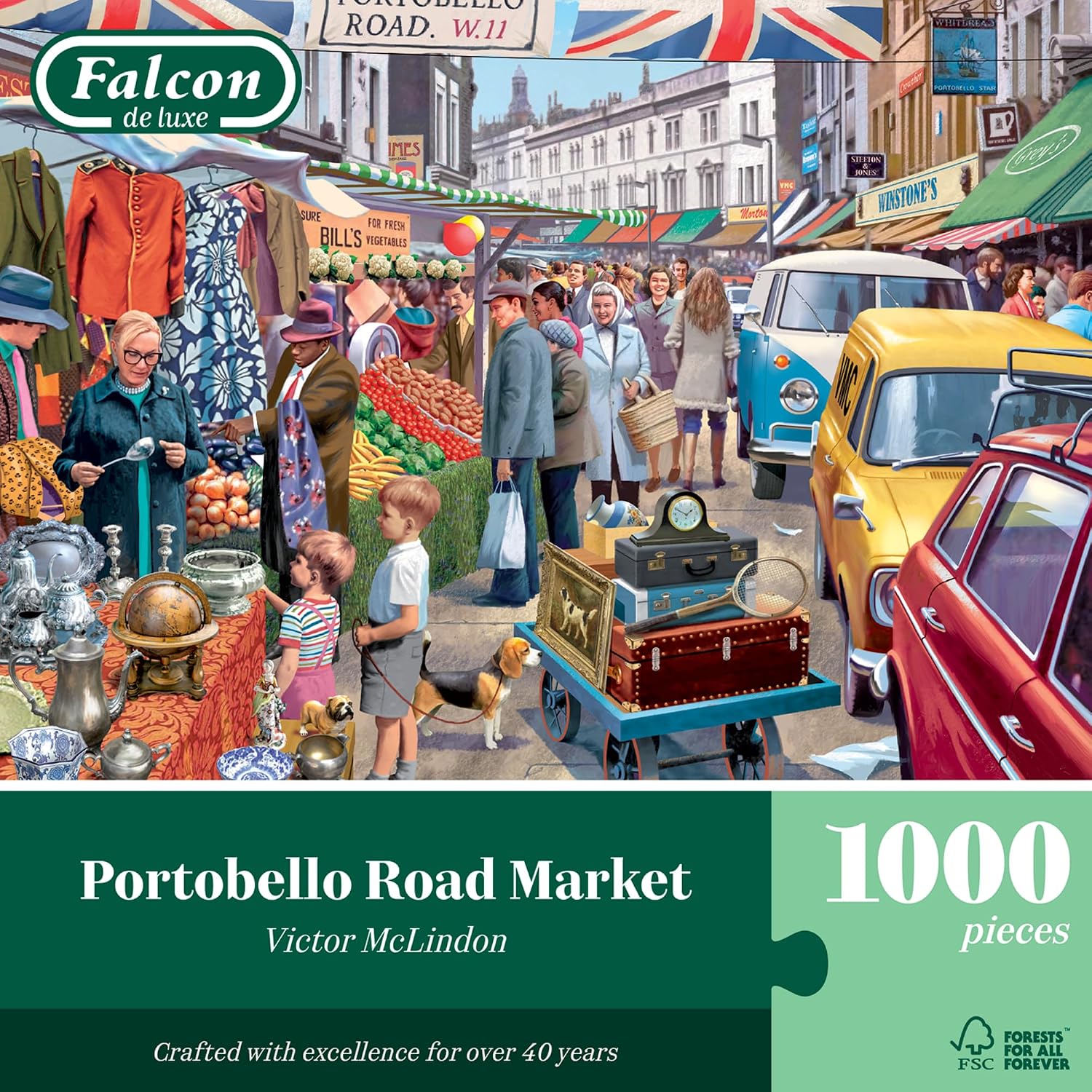 Falcon Portobello Road Market, 1000 Piece Adult Jigsaw Puzzle, London Scene