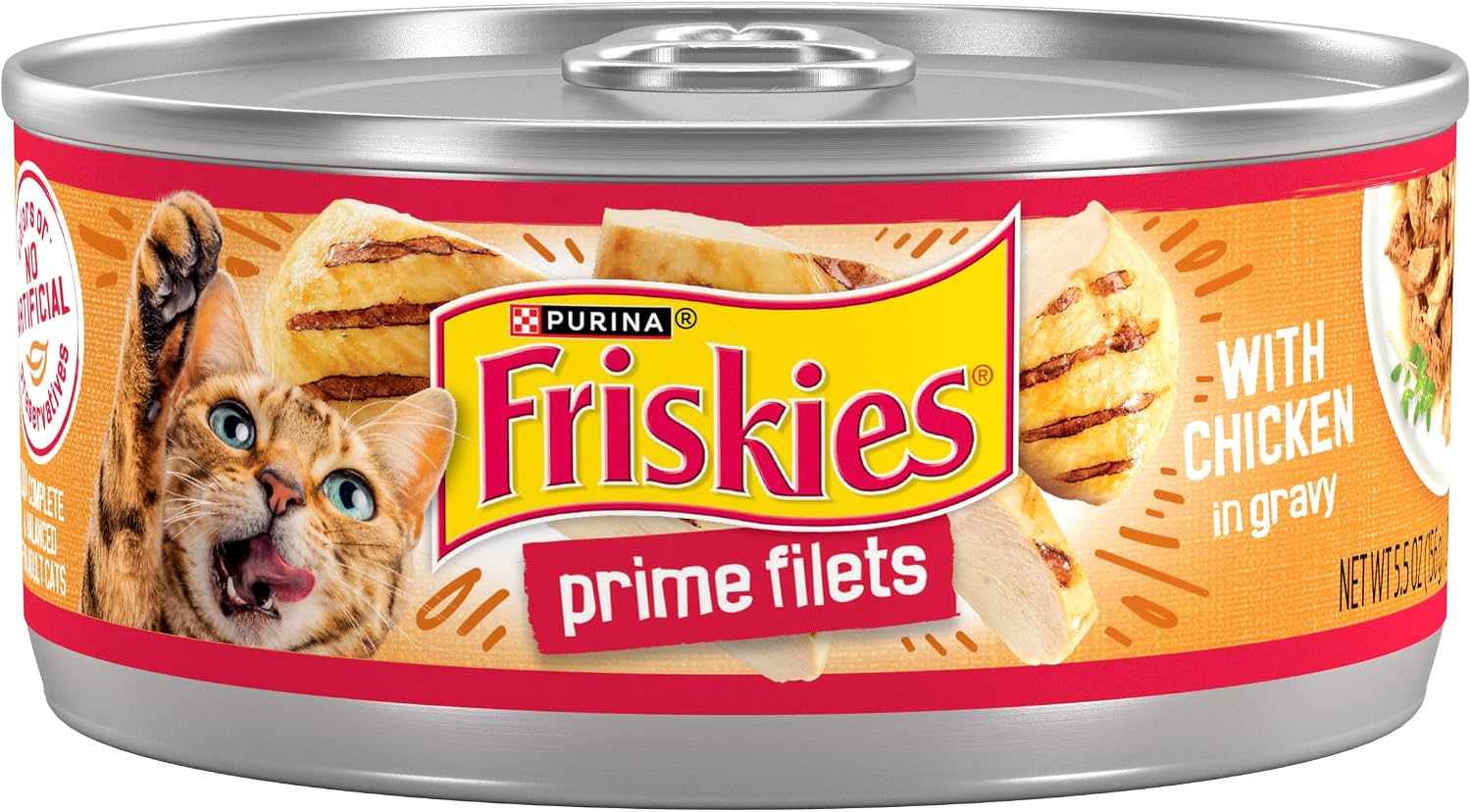 Purina Friskies Prime Filets Wet Cat Food, With Chicken, (24) 5.5 oz Cans