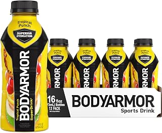 BODYARMOR Sports Drink Sports Beverage, Tropical Punch, Coconut Water Hydration, Natural Flavors With Vitamins, Potassium-Packed Electrolytes, Perfect For Athletes, 16 Fl Oz (Pack of 12)